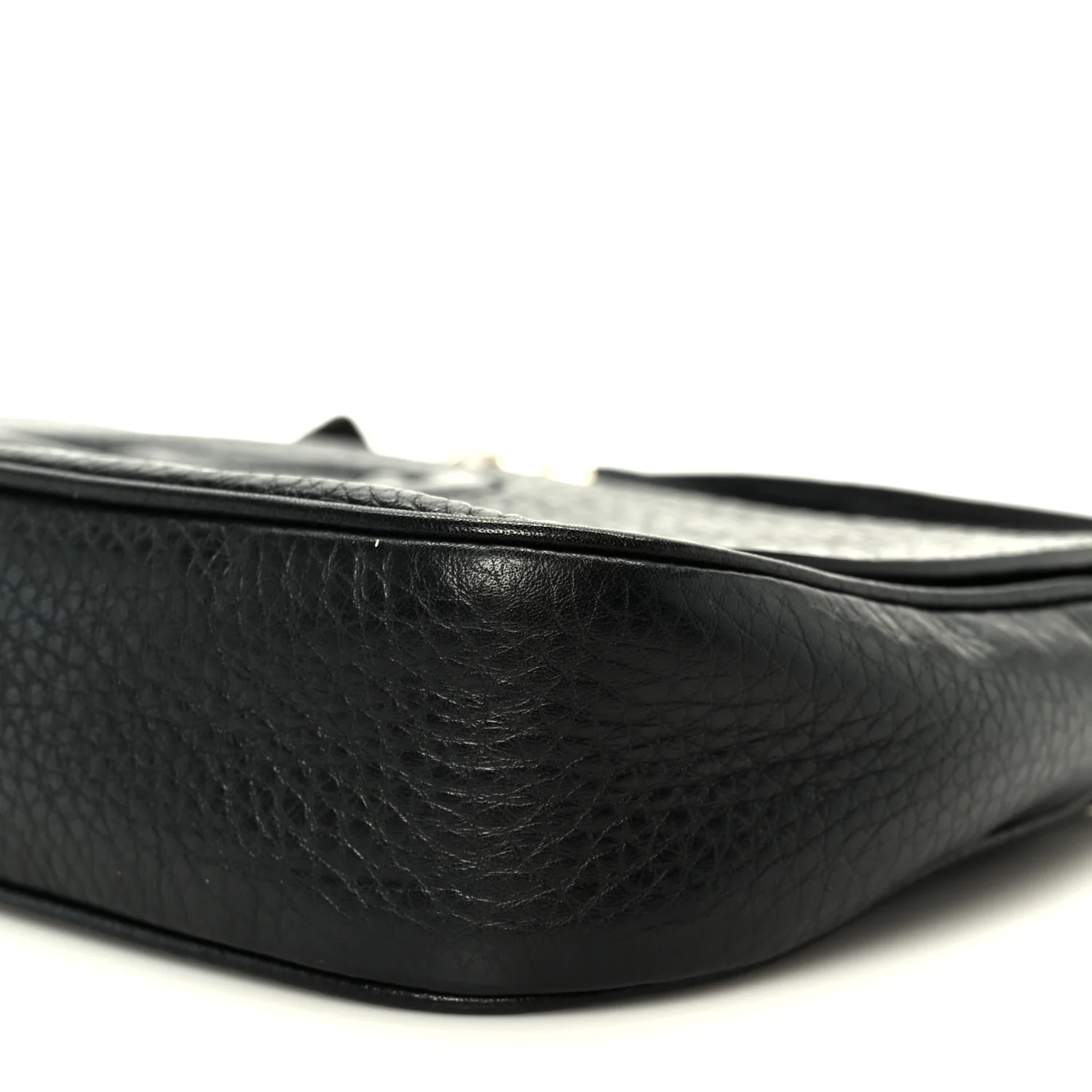 Pebbled Calfskin Medium Soho Flap Crossbody Black