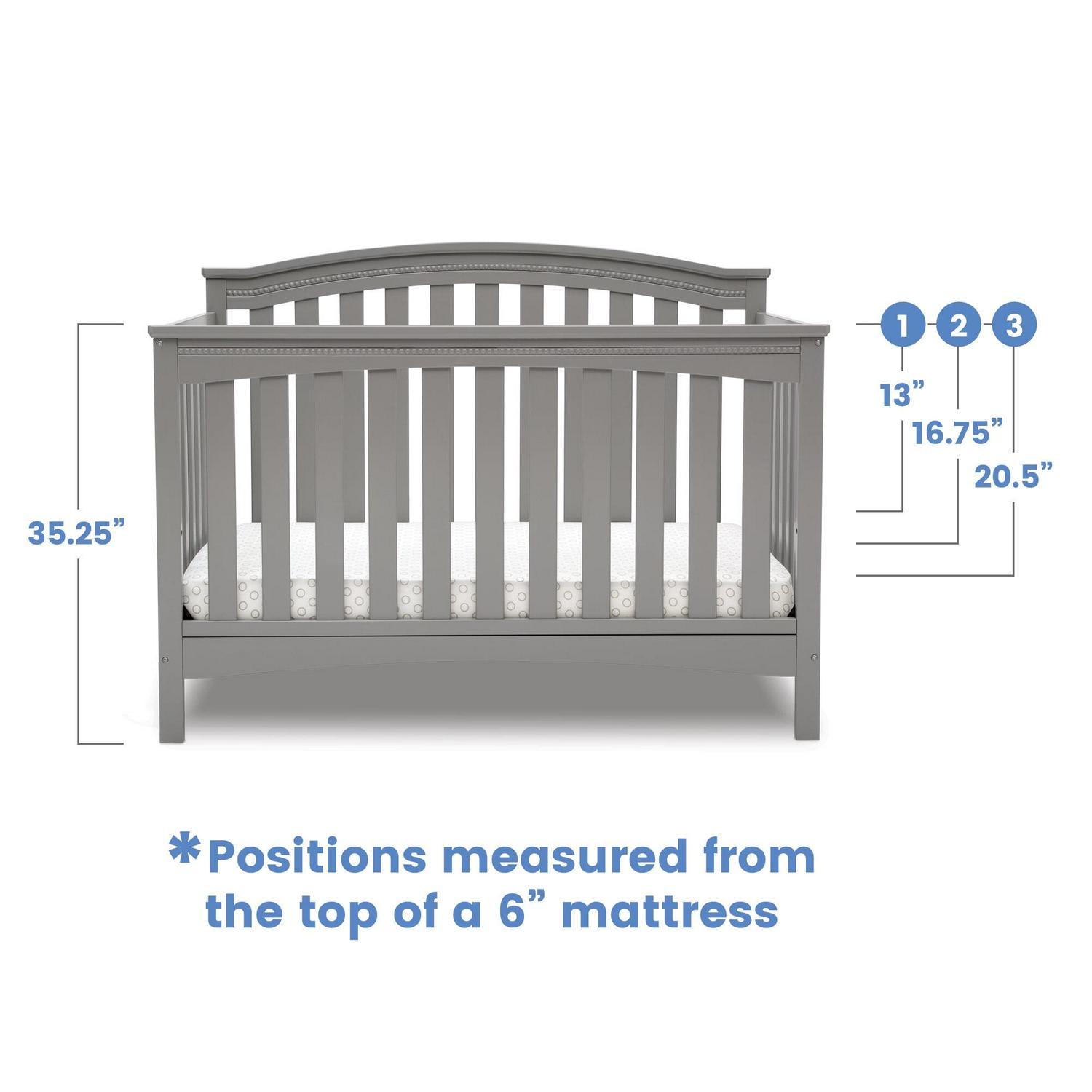 Delta Children Waverly 6 - in - 1 Convertible Baby Crib. Grey