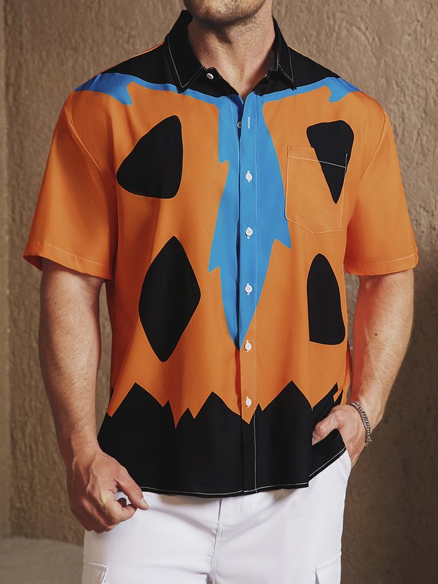 Chemise décontractée à manches courtes avec poche poitrine créative