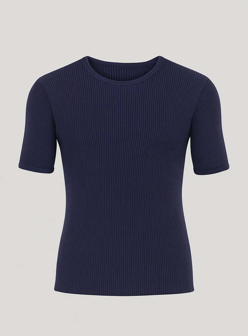 Tee-shirt thermique homme en laine bleu marine
