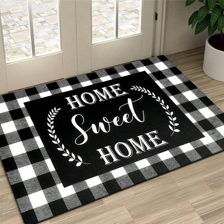 Flannel Door Mat, Entrance Mat Welcome Home Doormat - Durable Non-Slip Polyester Material, Stylish Pattern For Home Entryway Decor, Front Door Mat, Entryway Mat, Suitable For Kitchen - wanlinfang