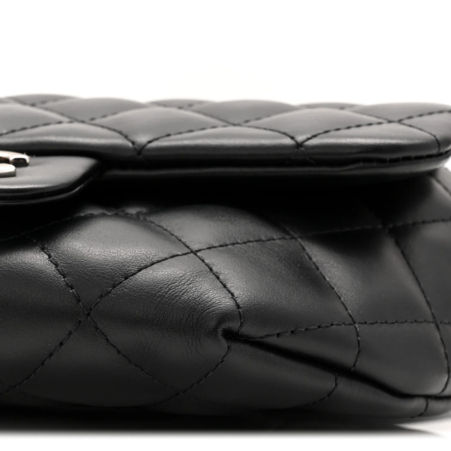 Calfskin Quilted CC Uniform Flap Belt Bag Black