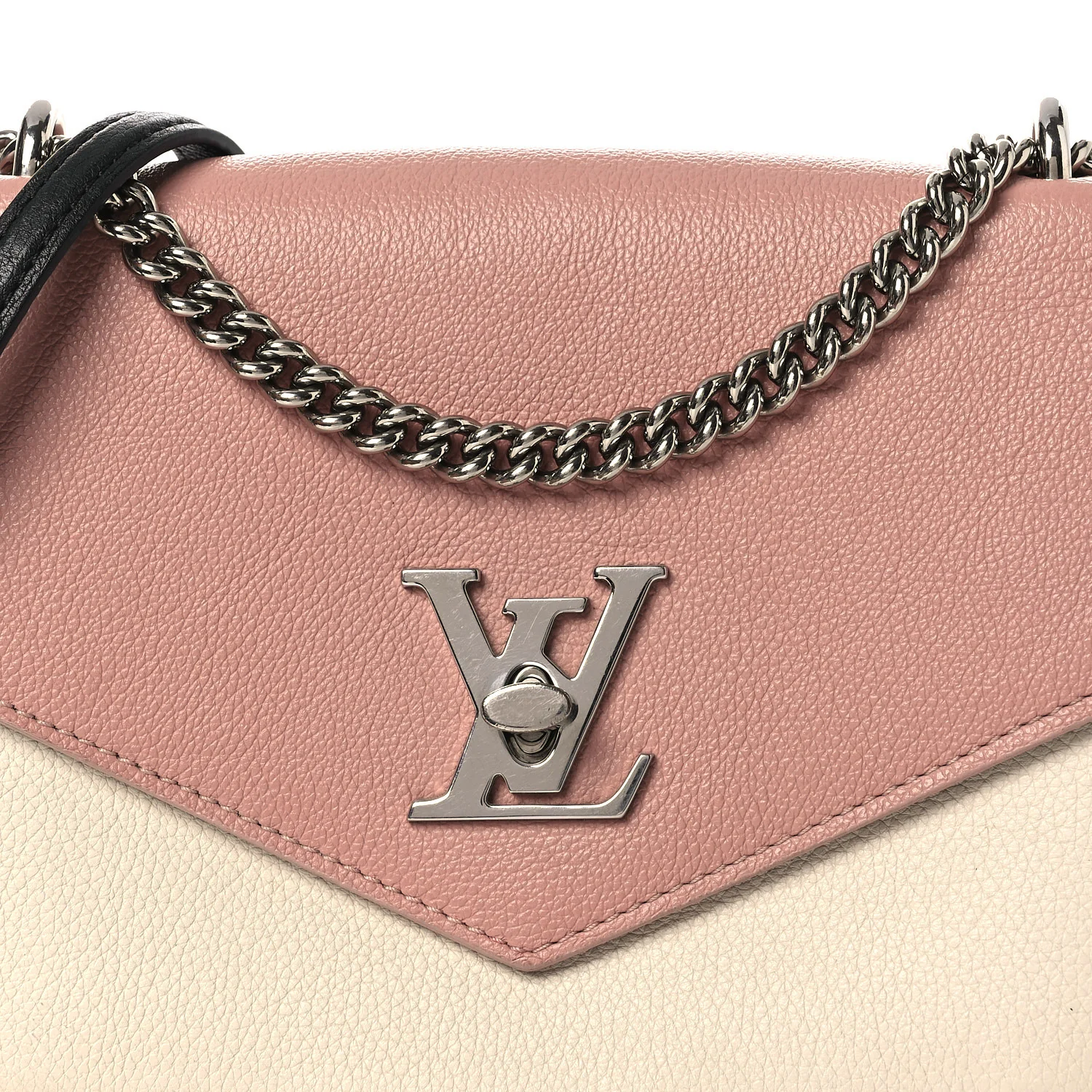 Soft Calfskin My Lockme Chain Bag BB Rose Boudoir Creme