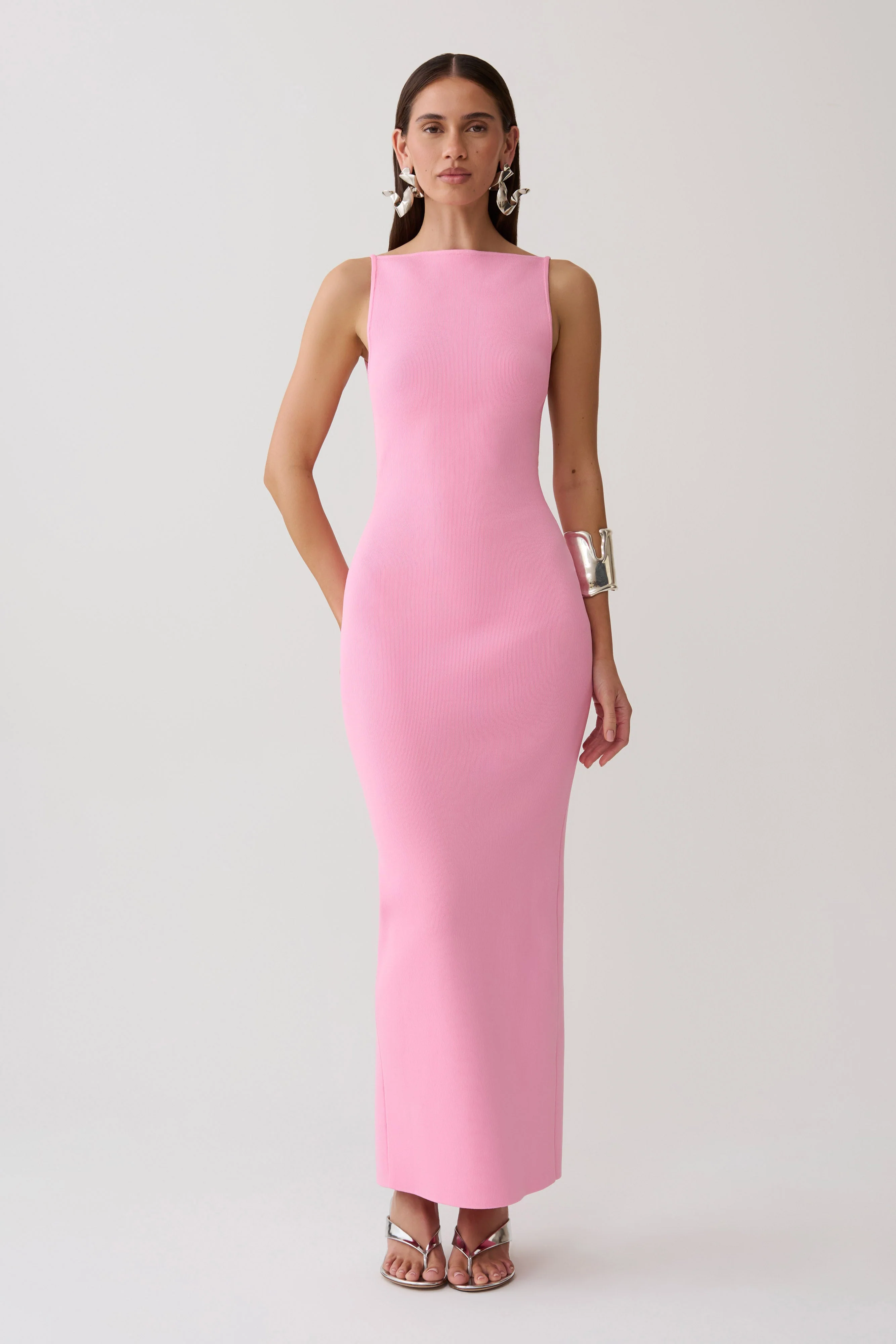 Robin Strappy Back Bandage Maxi Dress - Lipstick Pink