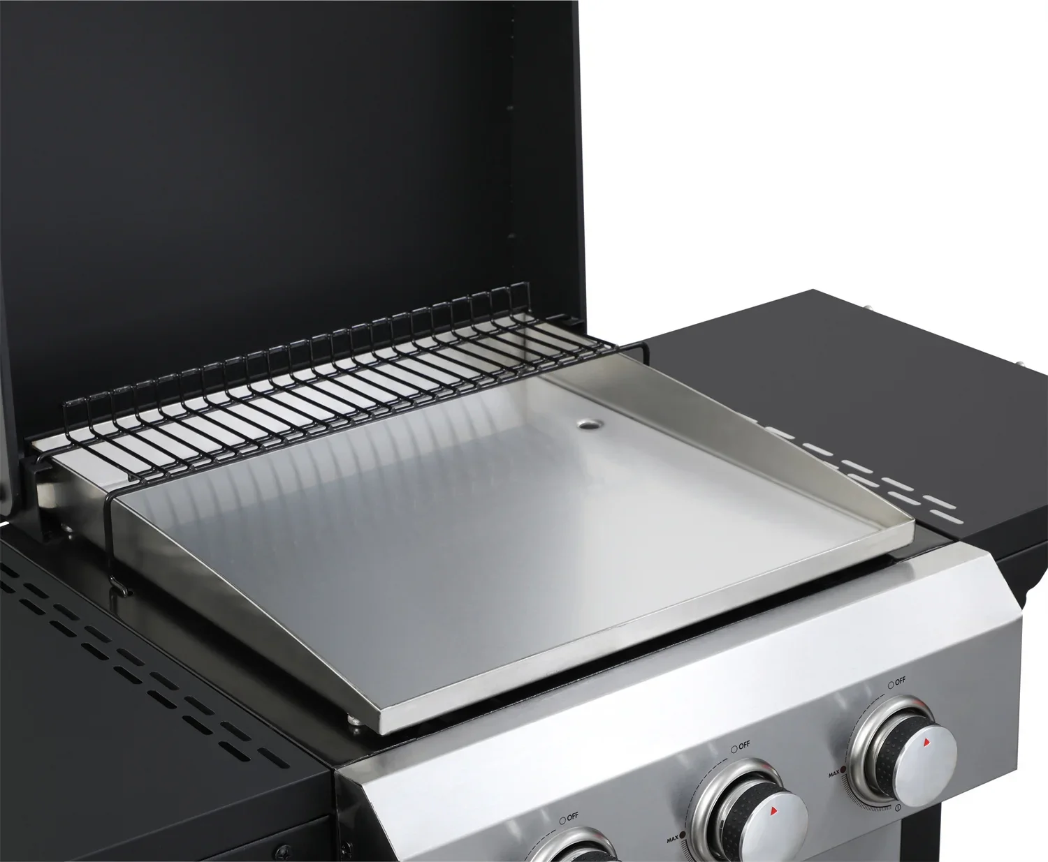 HighSound 2-Burner Propane Gas Grill, 24600 BTU Patio Garden Barbecue Grill with Stainless Steel Tray, Wire Enamel Cooking Grids & Foldable Shelves, Black