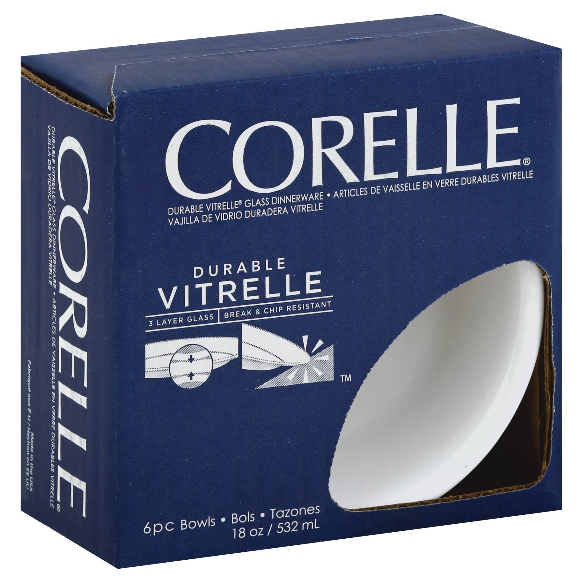 Corelle Bowls, Vitrelle, Winter Frost White, 18 Ounce - 6 bowls