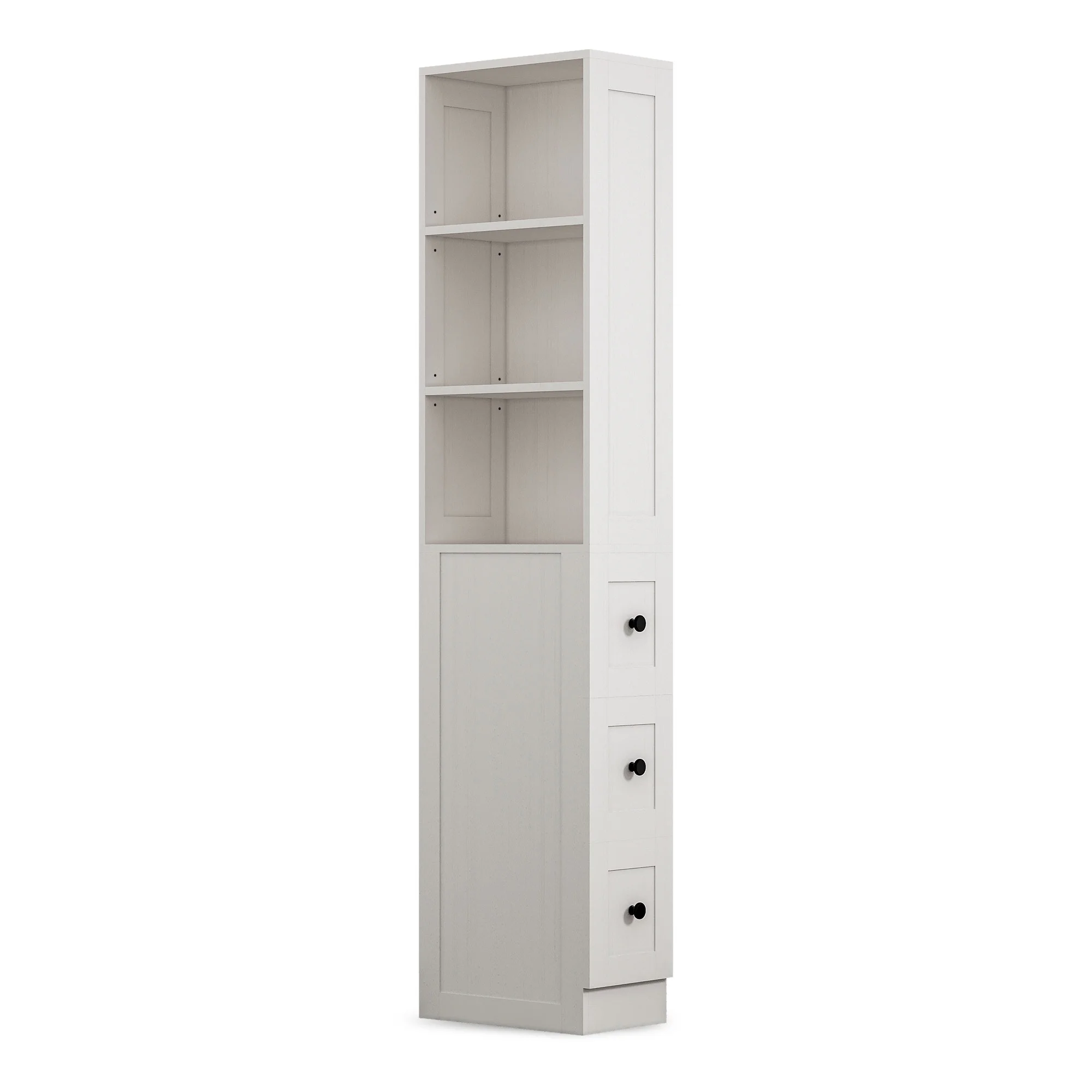 Bathroom Storage Cabinet, Tall Thin White Storage with 2 Adjustable Shelves 3-level Drawers for Home, Kitchen - Image 7