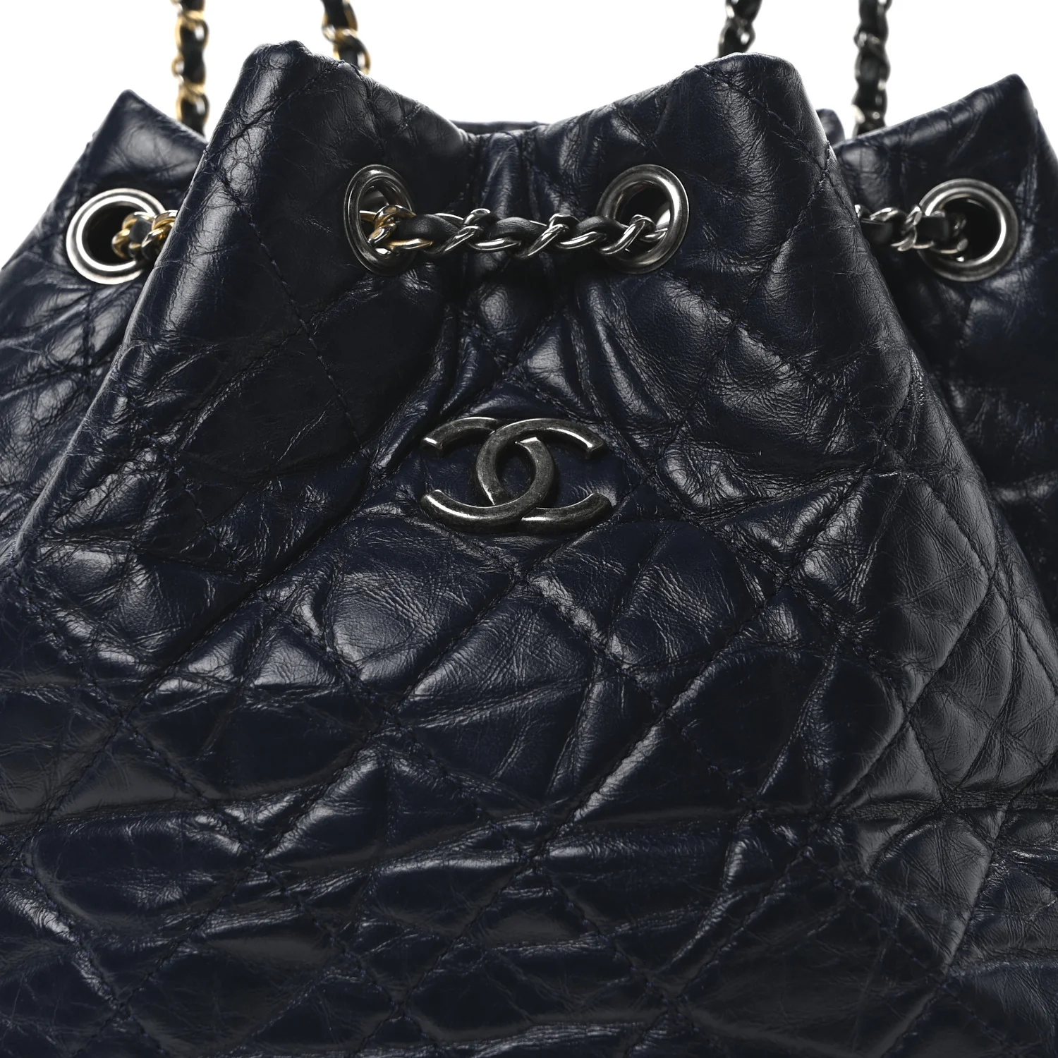 Aged Calfskin Quilted Small Gabrielle Backpack Blue Black