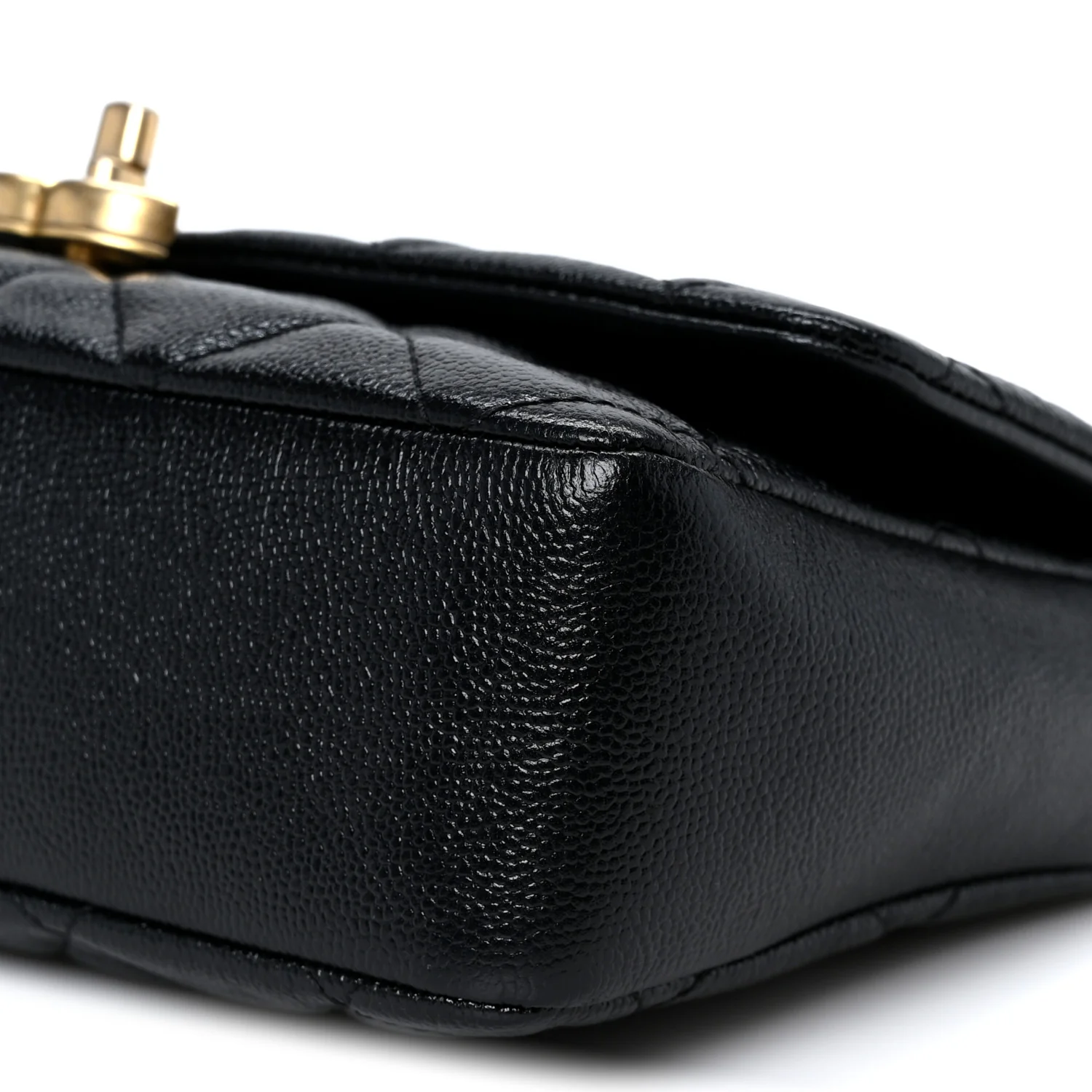Shiny Caviar Quilted Large Chain Melody Flap Black