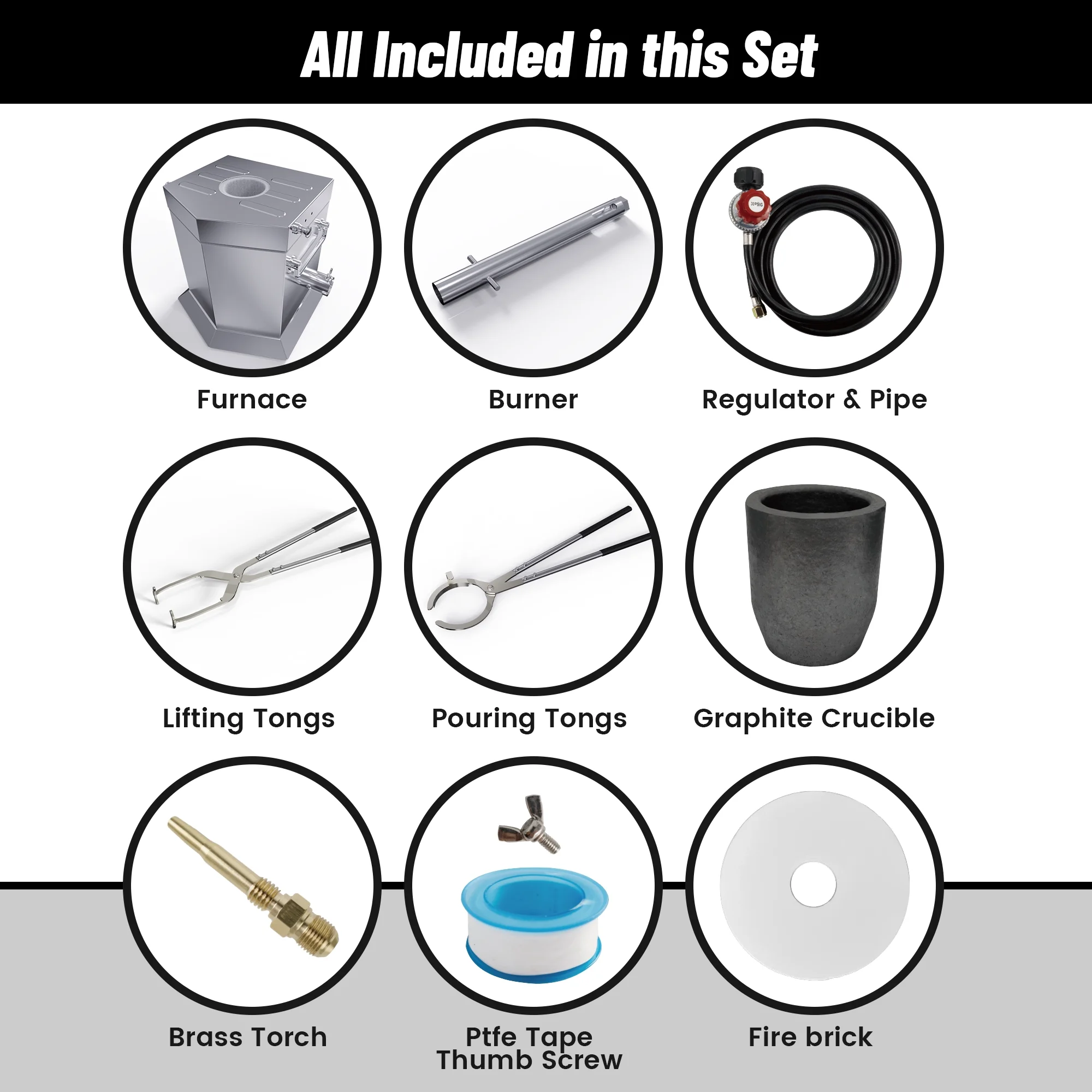 7KG Propane Melting Furnace Kit with Two Tongs and Crucible, All New Kiln Metal Foundry Furnace Smelting Gold Silver Copper Aluminum, Metal Recycle Home Smelting Casting Tool(7KG) - Image 5