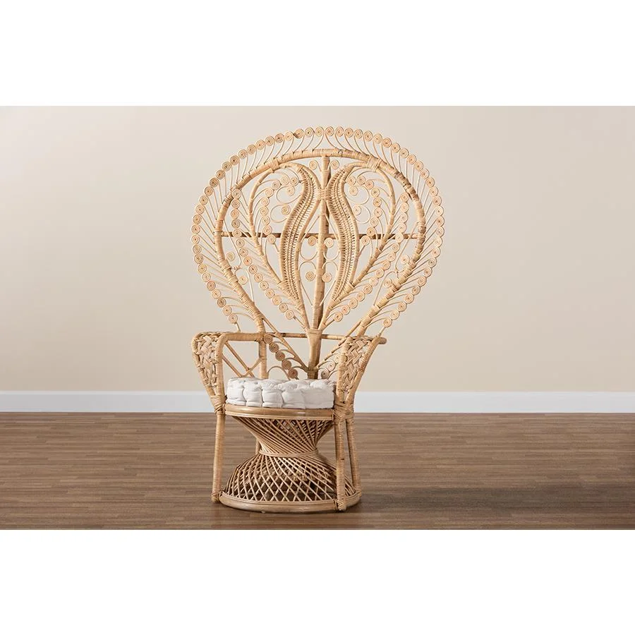 Bali & Pari Fedra Modern Bohemian Natural Brown Rattan Peacock Accent Chair