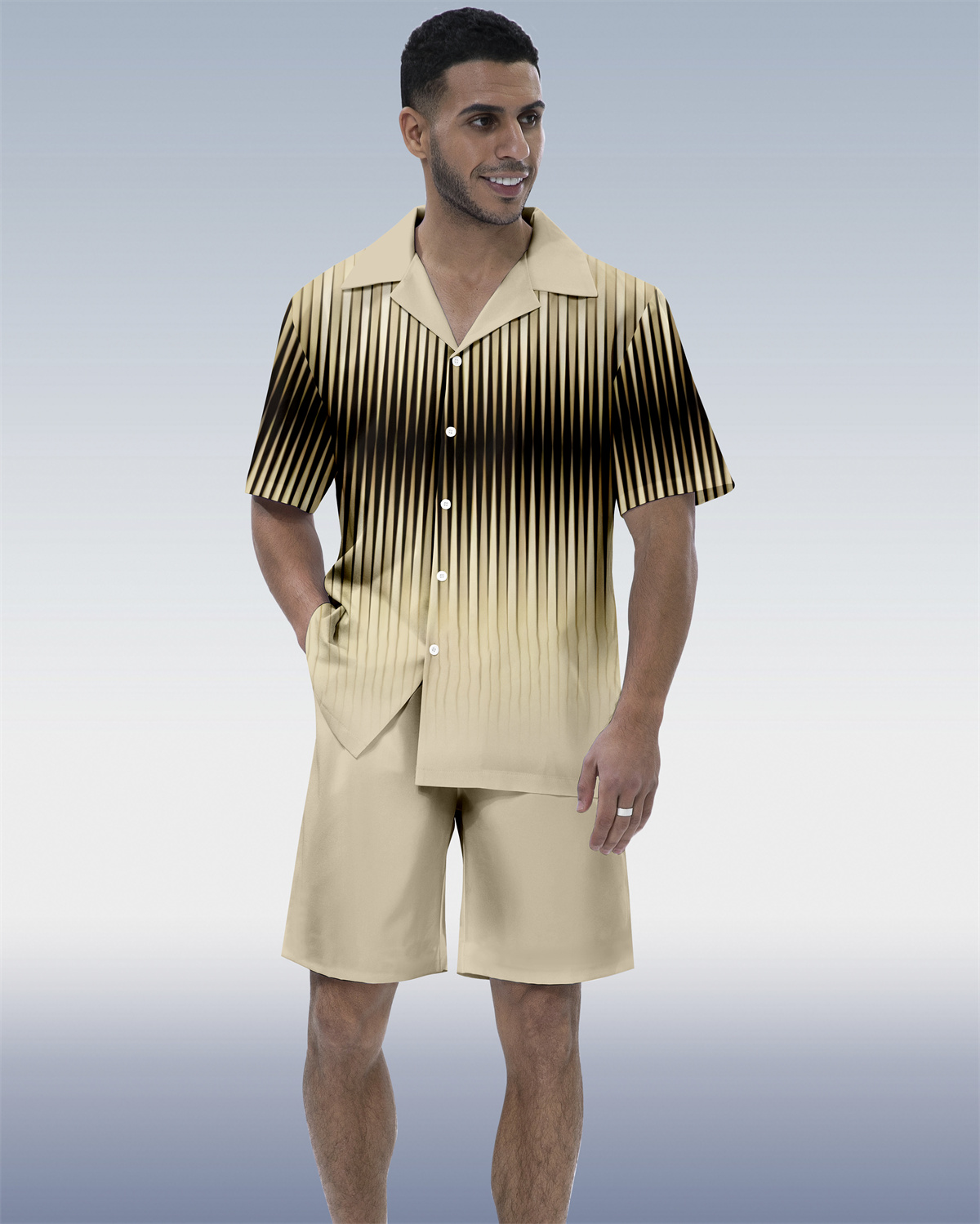 Ensemble chemise à manches courtes Suitmens pour homme, motif géométrique abstrait, référence 208