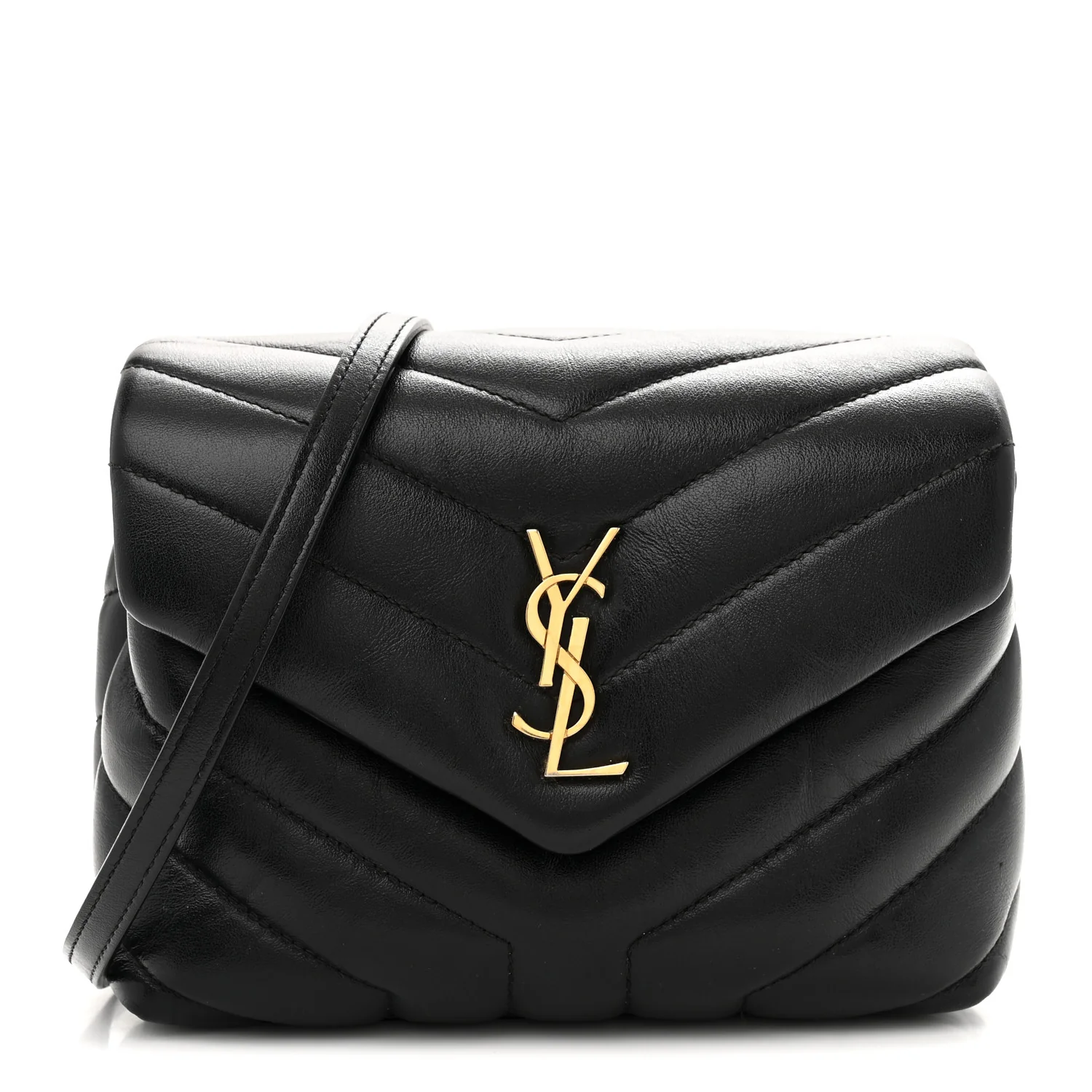 Calfskin Y Quilted Monogram Toy Loulou Crossbody Bag Black