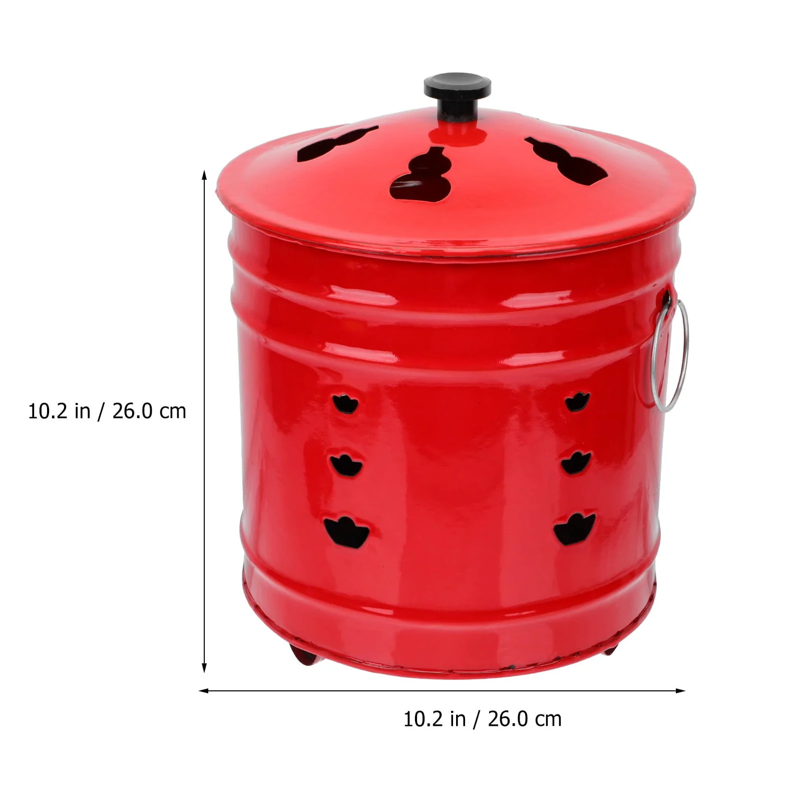 Fire Pit Incinerator Barrel Burn Burning Bonfire Bucket Bin Bowl Cage Garden Fireplace Money Steel Stainless Outdoor(26x26cm/Red) - Image 3