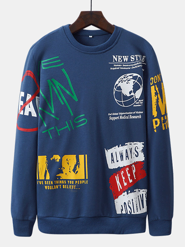 Sweat-shirt à imprimé graffiti avec slogan