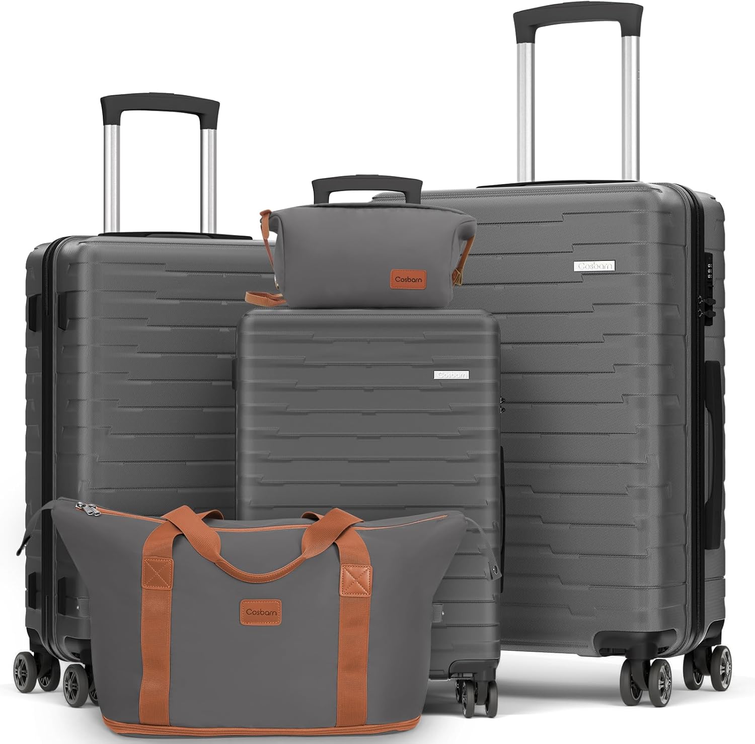 Ensemble de 5 valises à roulettes, valise rigide en ABS avec roulettes multidirectionnelles