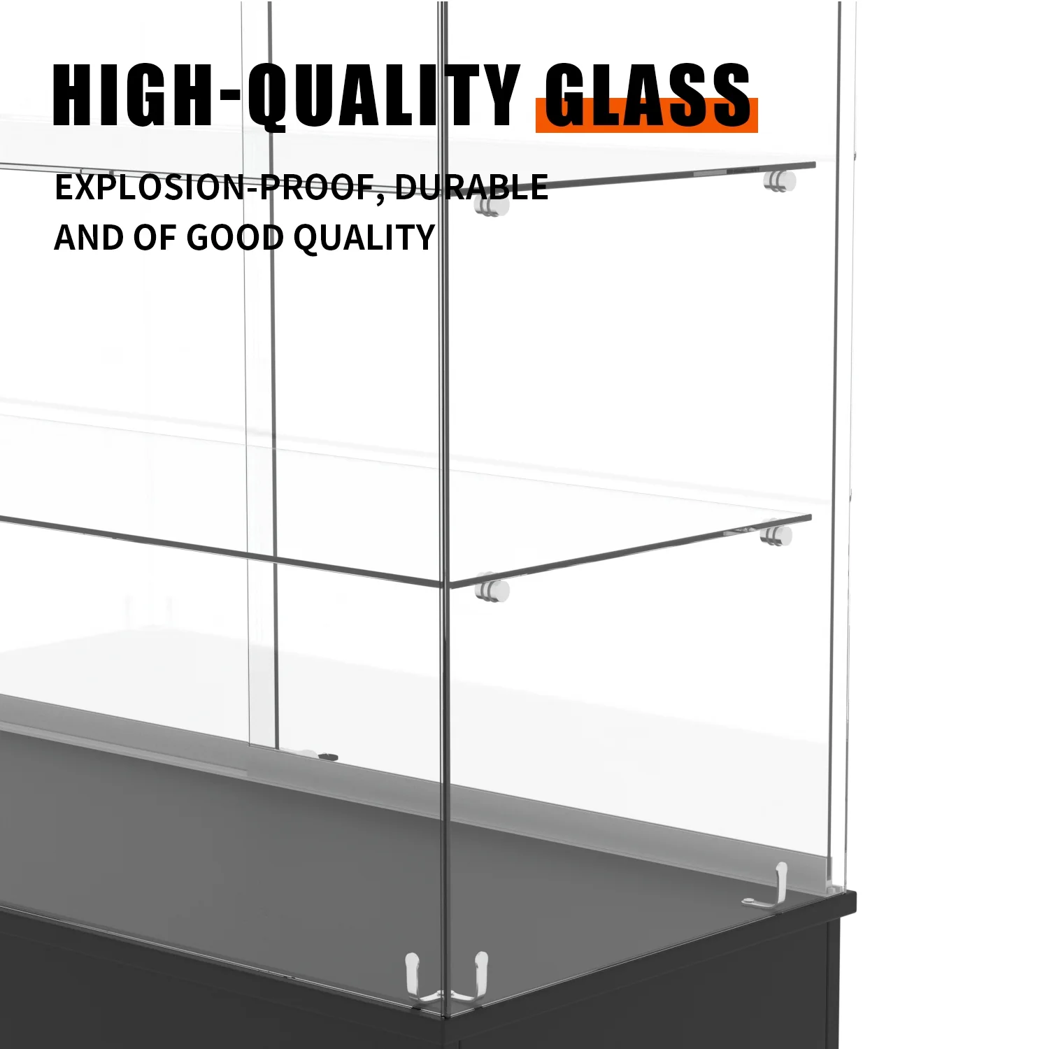 48" W x 18" D x 38" H - White Full Vision Retail Display Case, Tempered Glass Display Cabinet with Glass Shelves and Lock, Storage Cabinets for Retail and Collectible Display - Image 6
