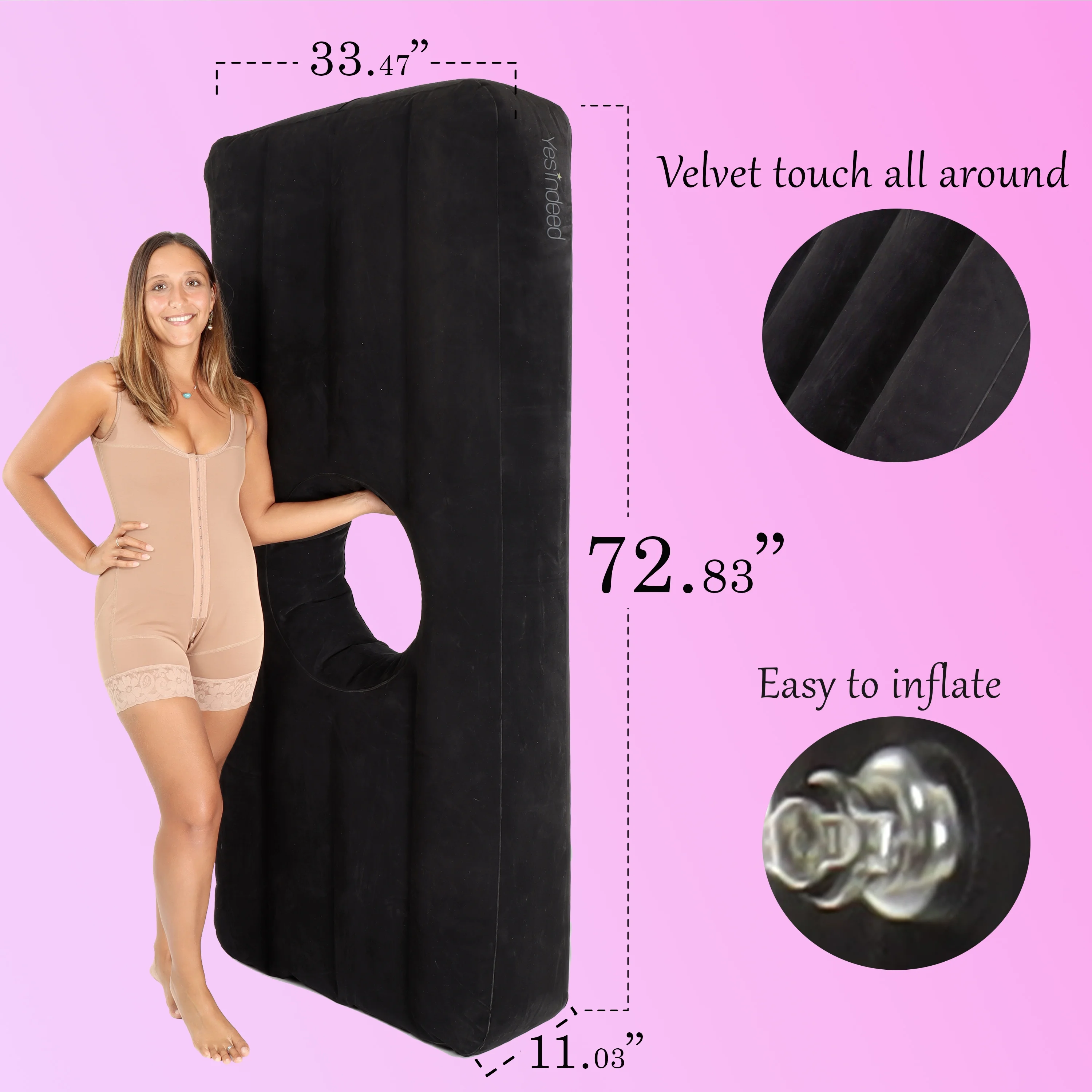 BBL Bed with Hole, Inflatable Brazilian Butt Lift Mattress for Comfortable and Safe Sleep After BBL Surgery - Black