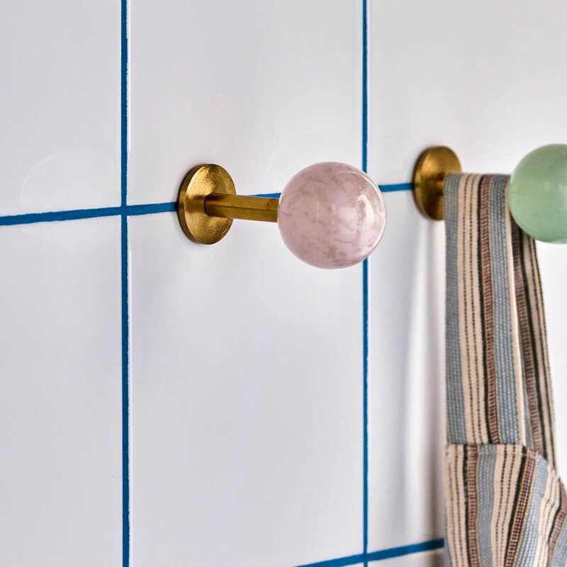 Ball knagg 5x2 cm 2 stk messing/rosa