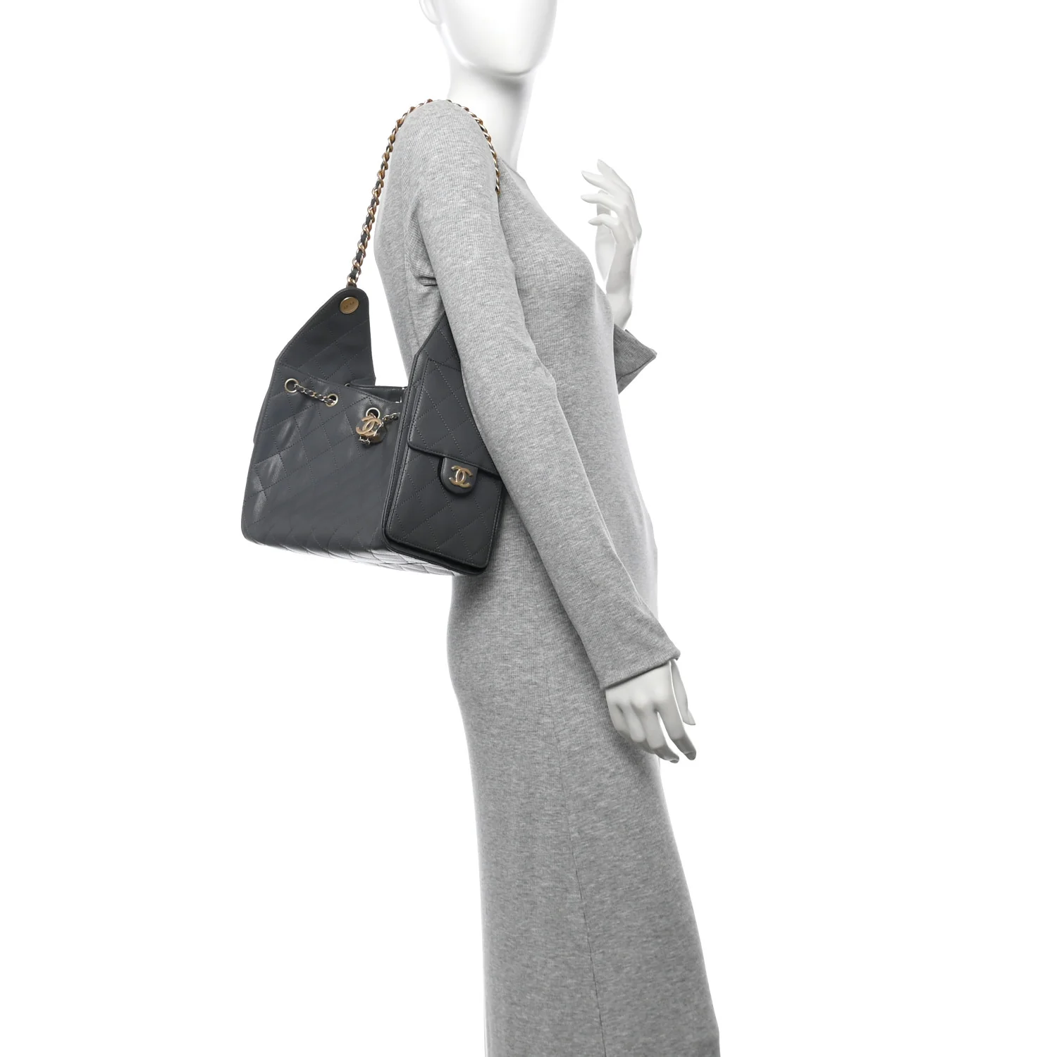 Caviar Quilted Small Chanel 25 Handbag Dark Grey