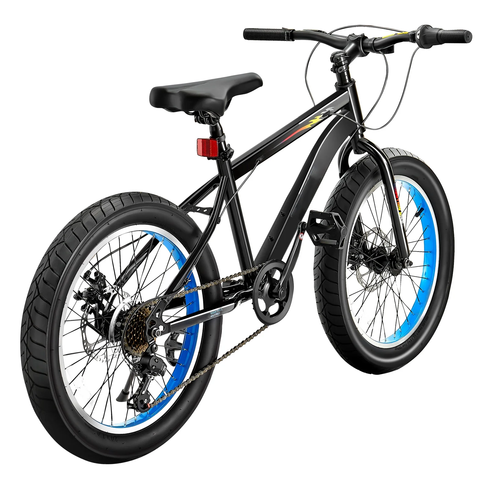 20-Inch Mountain Bike, 7-Speed Twist Shifting, Comfortable Saddle, Dual Disc Brakes, Durable Steel Frame, Fat Tire Bicycle for Trail and Snow - Image 9