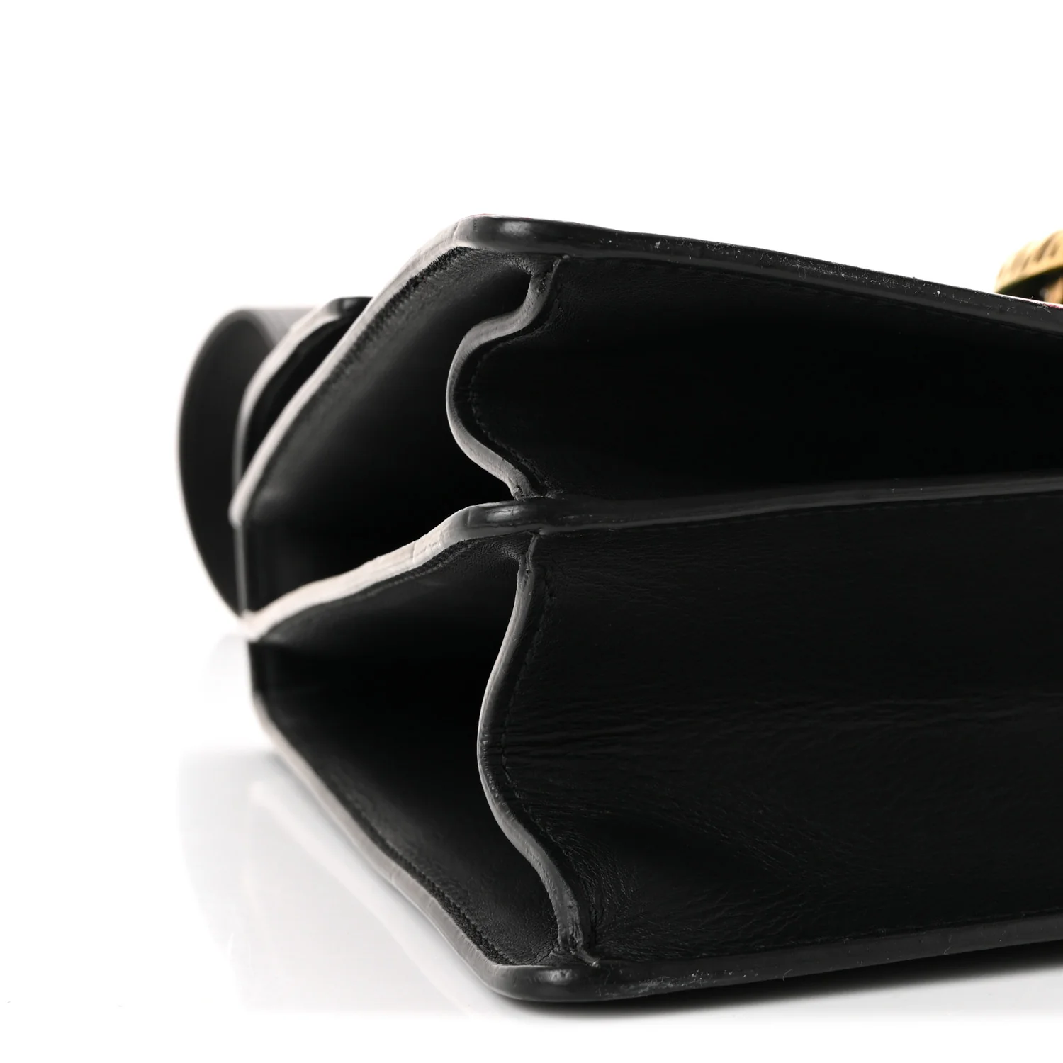 Moon Calfskin Web Large Dionysus Bamboo Top Handle Bag Black Bright Evergreen Hibiscus Red