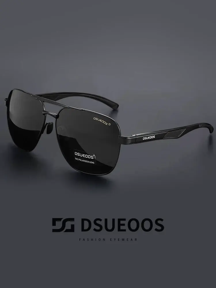 DSUEOOS Polarized Driving Sunglasses for Men - HD Photochromic Night Vision Transition Lenses - Aluminum Magnesium Square Frame D9821 - DSUEOOS