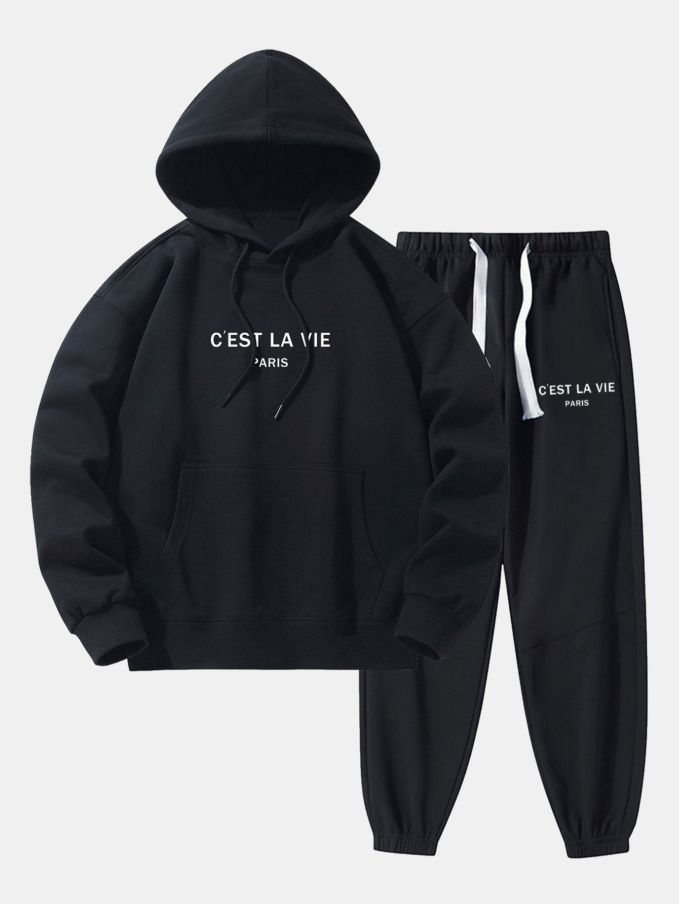Sweat à capuche et pantalon de jogging en coton mélangé imprimé Paris