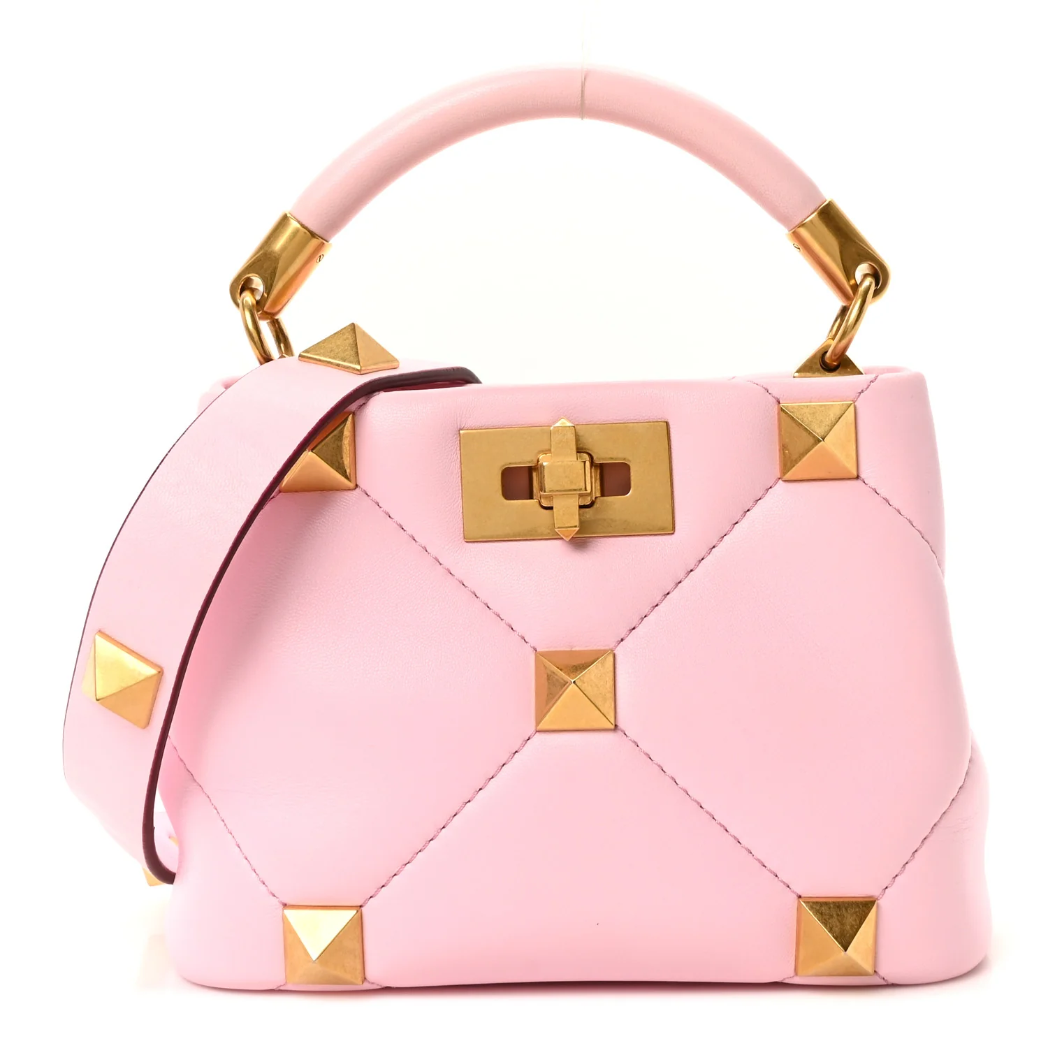 Nappa Mini Roman Stud The Handle Bag Pink Borealis