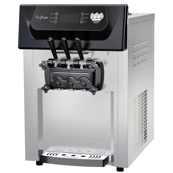 2200W Commercial Ice Cream Machine, 3 Flavor Soft Serve Ice Cream Machine, 5.3-7.4 Gal/Hr, with LCD Touch Screen, Automatic Cleaning, High Productivity for Home Snack Bar & Restaurants