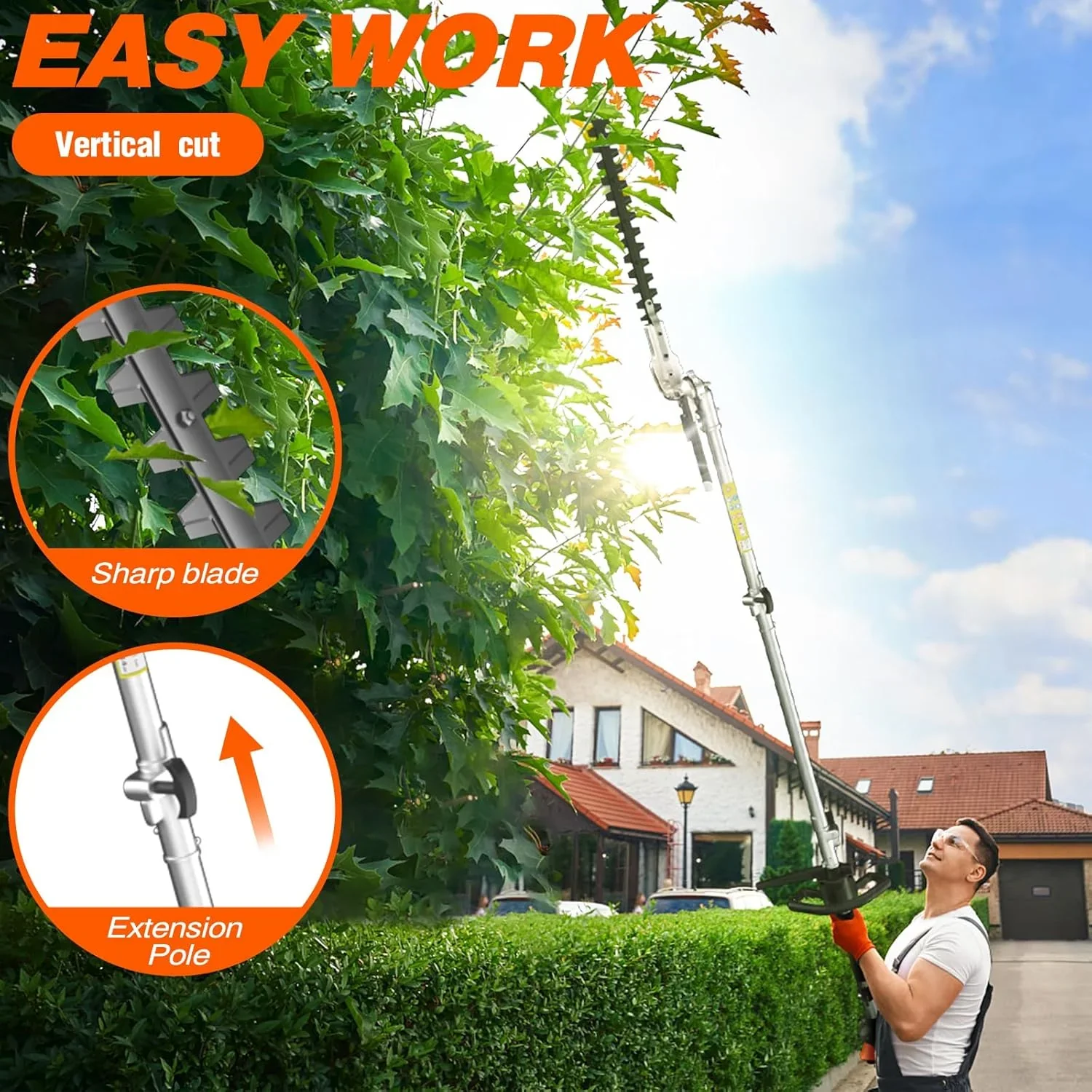 Zhixing 52CC 2-stroke 3-in-1 petrol lawn mower hedge trimmer, multifunctional garden pruning tool with weeder head + hedge blade, powerful lawn and tree trimmer, home gardening care machine