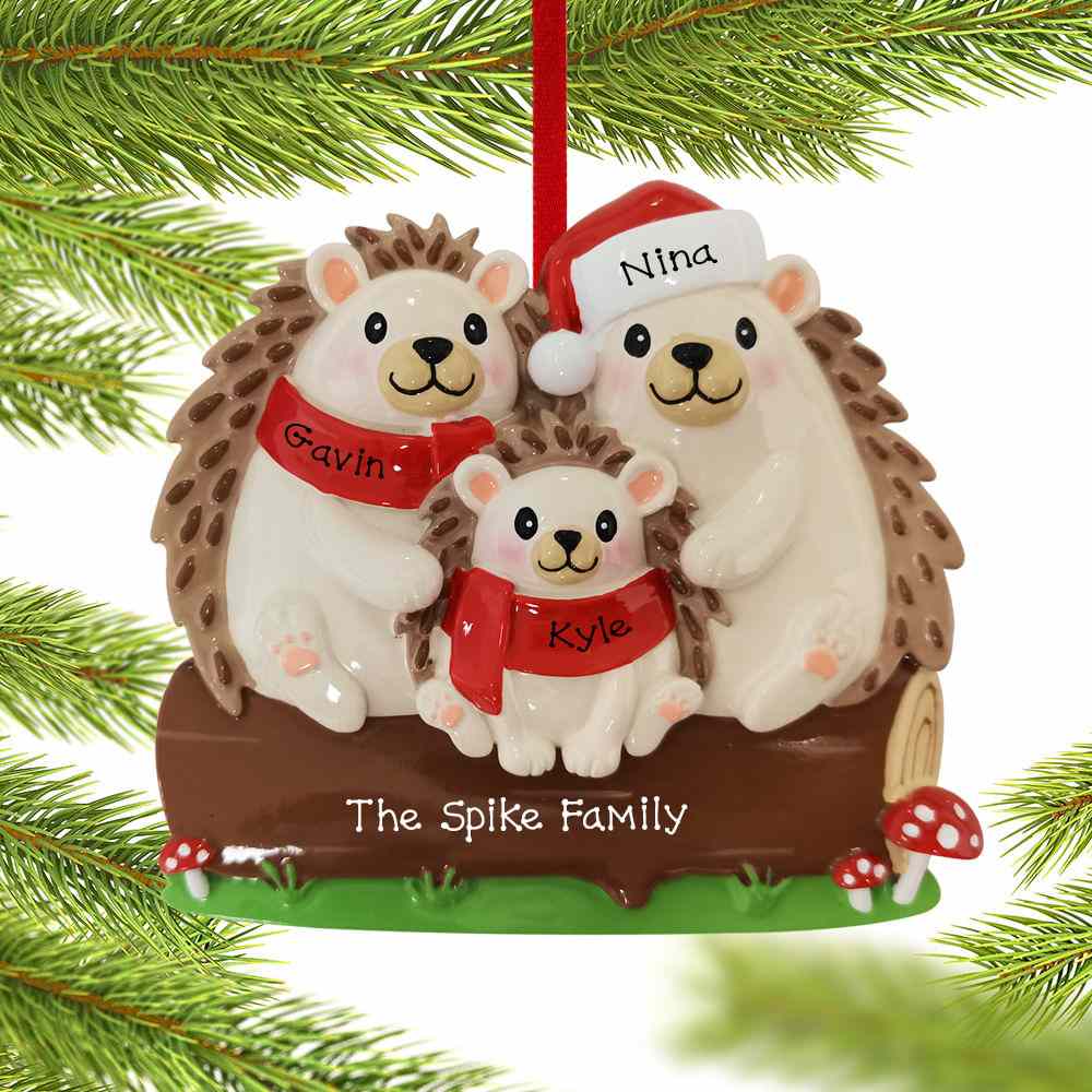 Hedgehog Family Personalized Ornament - 2, 3, 4, 5, 6 Family Members