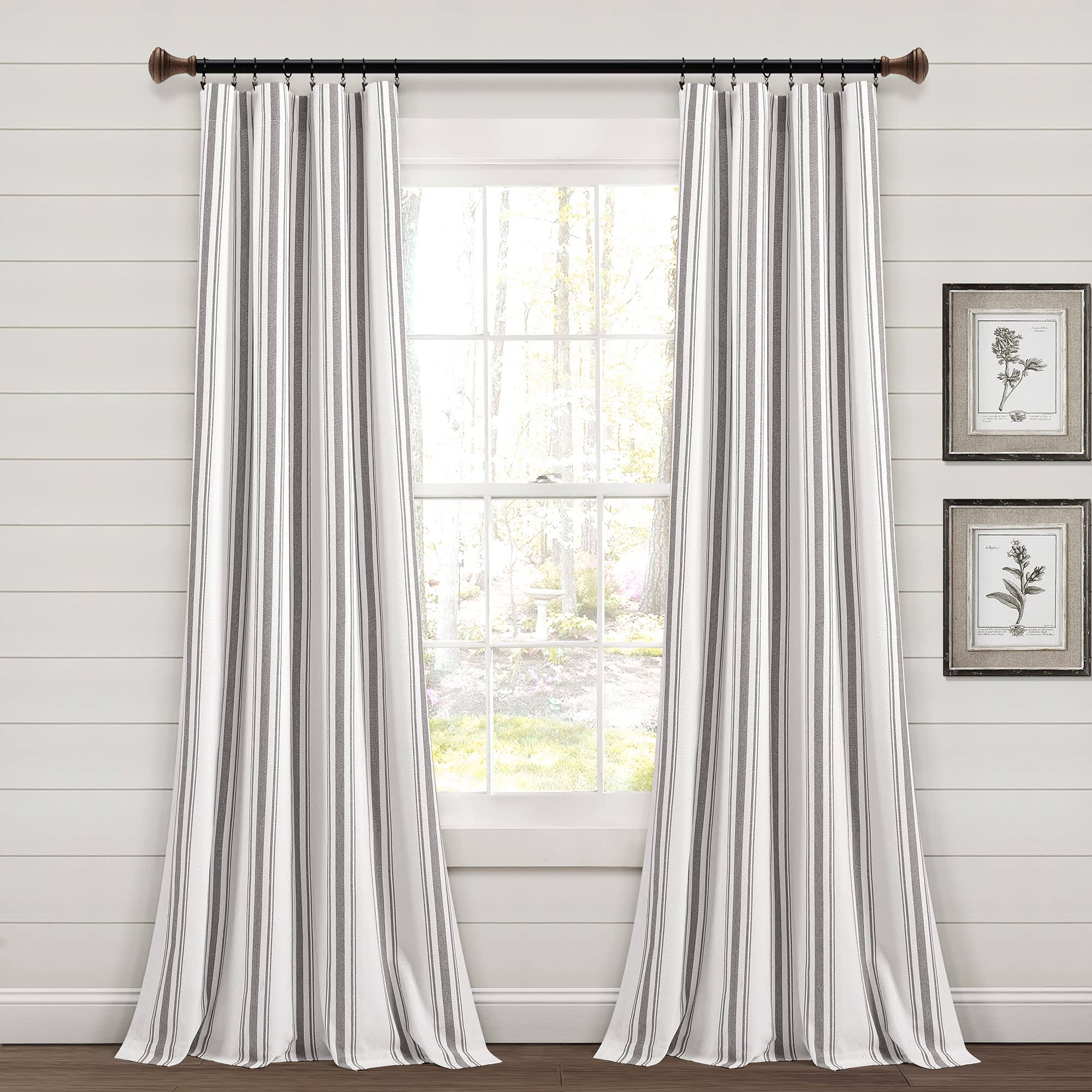 Lush Decor Farmhouse Stripe Yarn Dyed Cotton Window Curtain Panel Pair - 84