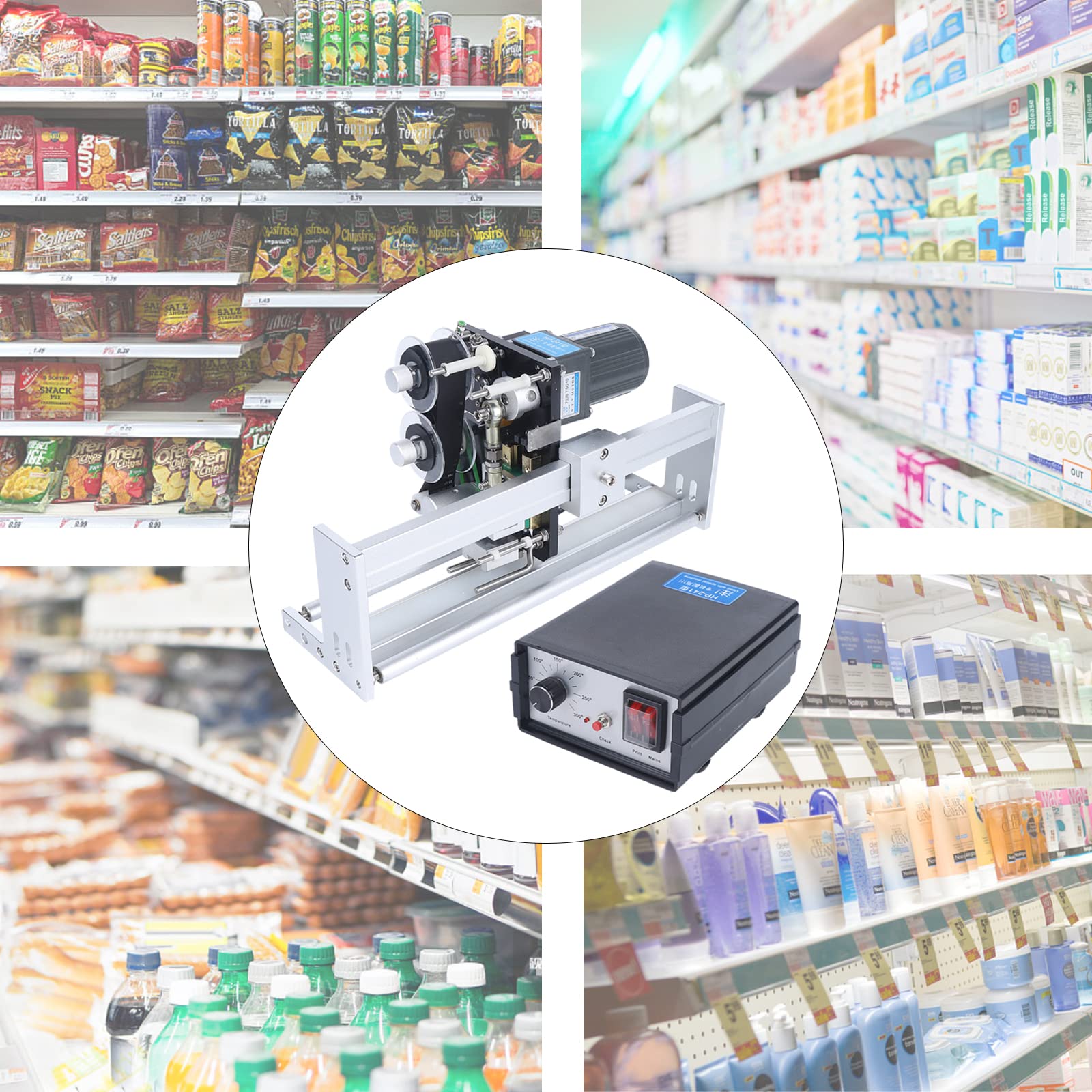 Coding Machine, Automatic Coding Machine Thermal Printing Ribbon Coding Printer Automatic Synchronization Tacking Ribbon Thermal Coding Machine, 120 Times/Minute, 16.5X7.8X9.8 Inch