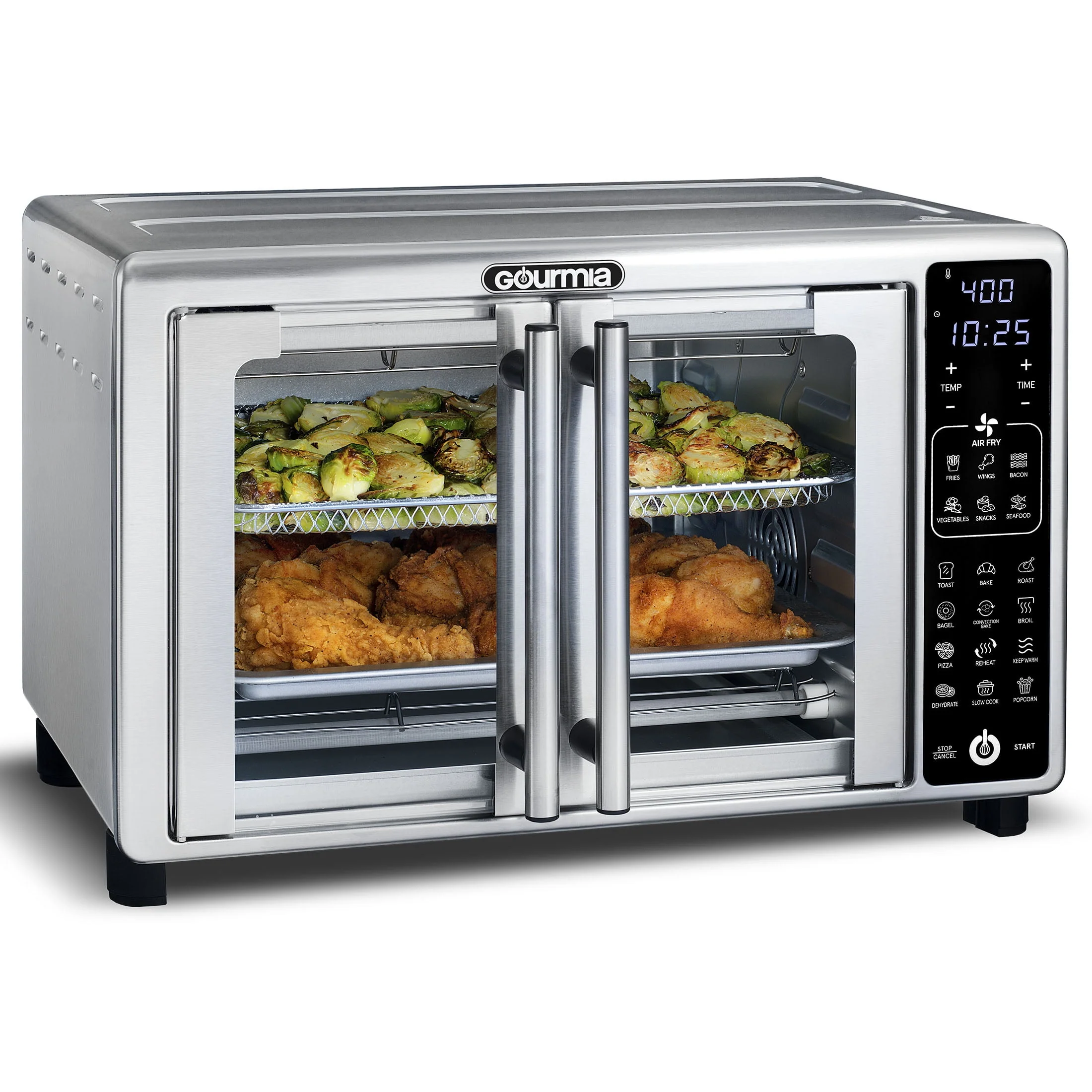 New Gourmia 6 - Slice Digital Toaster Oven Air Fryer with 19 One - Touch Presets, Stainless Steel
