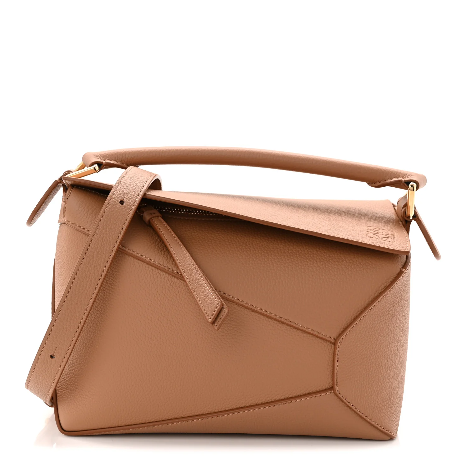 Grained Calfskin Small Puzzle Edge Bag Toffee
