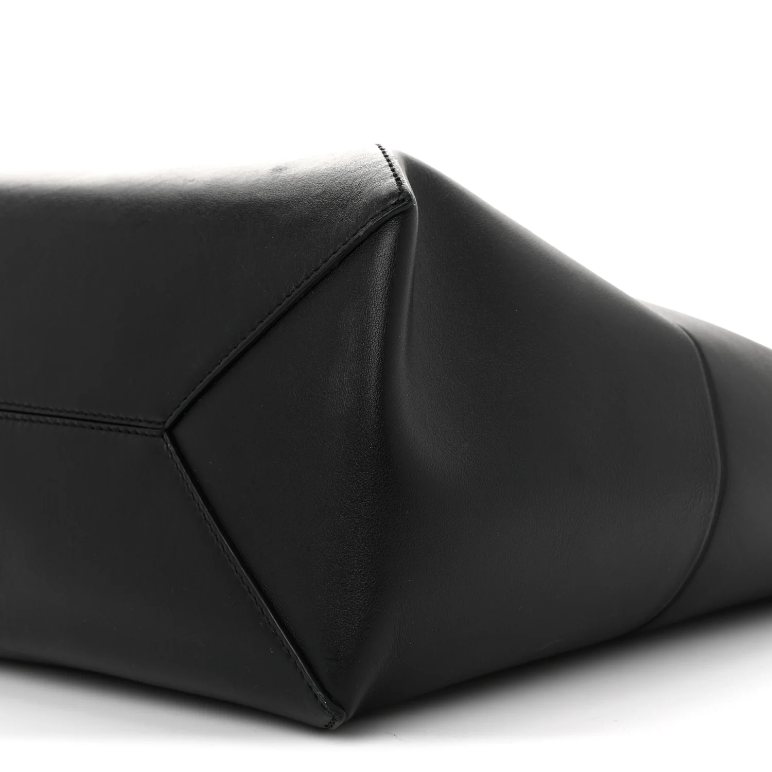 Shiny Calfskin Medium Puzzle Fold Tote Black