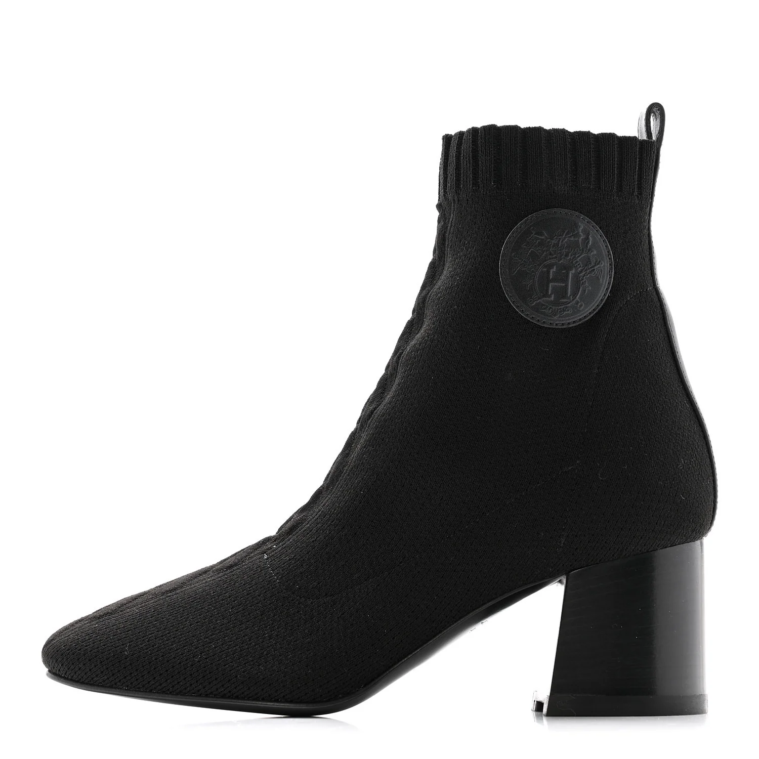 Knit Calfskin Volver 60 Ankle Boots 37 Black