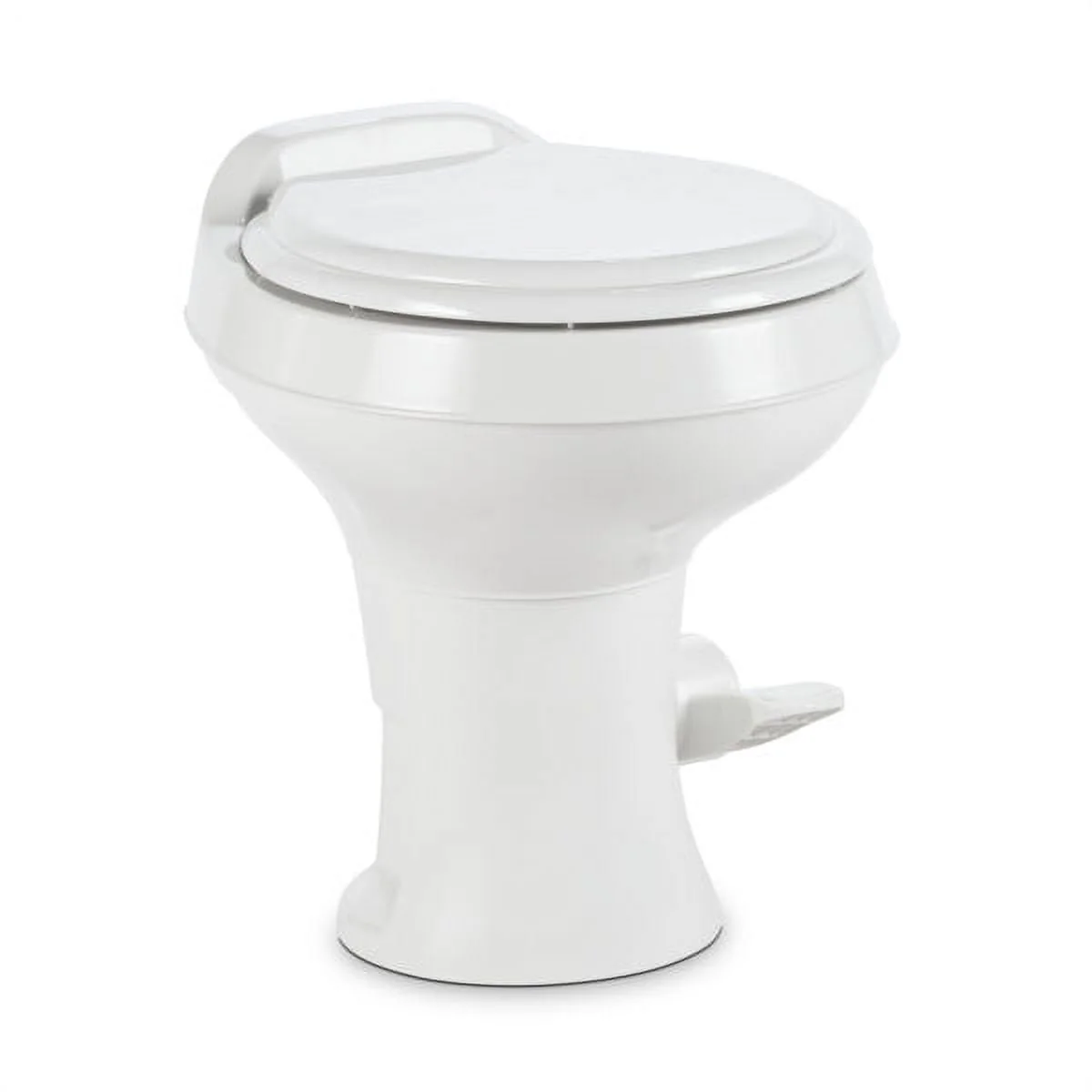 Dometic 300 Series Gravity - Flush RV Toilet - Powerful Triple - Jet Action Flush with Adjustable Water Level - Standard Height Flush with Foot Pedal for Rvs, Trailers, and Outdoor Campers
