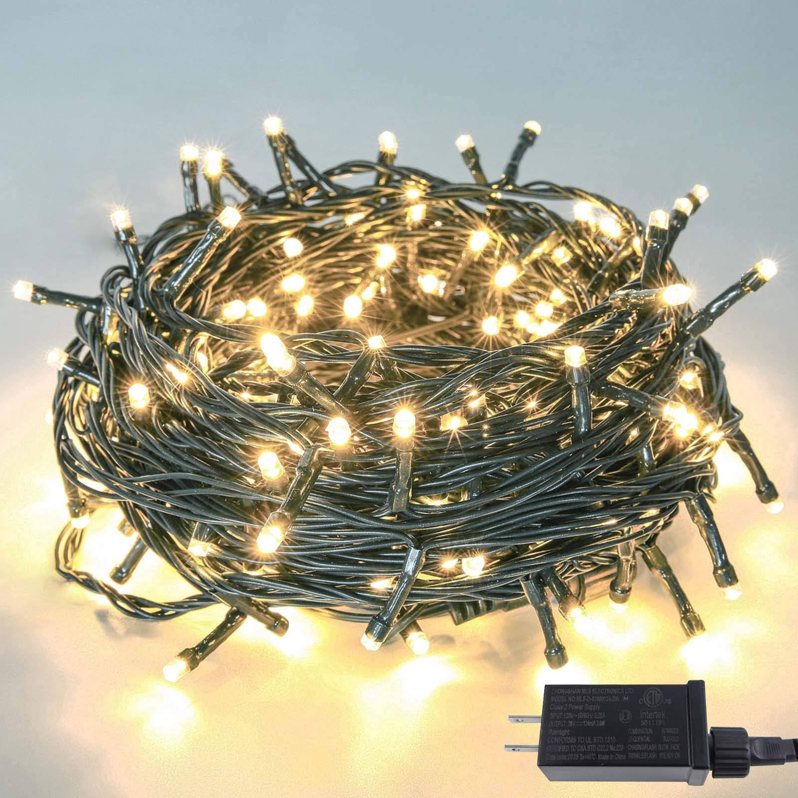 YIQU Upgraded 82ft 200 LED Christmas String Lights Outdoor/Indoor Extendable Green...