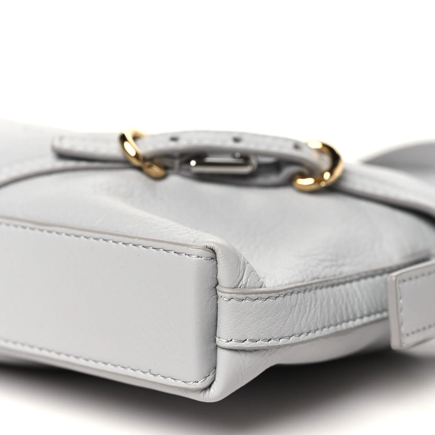 Tumbled Calfskin Mini Voyou Boyfriend Party Bag Light Grey