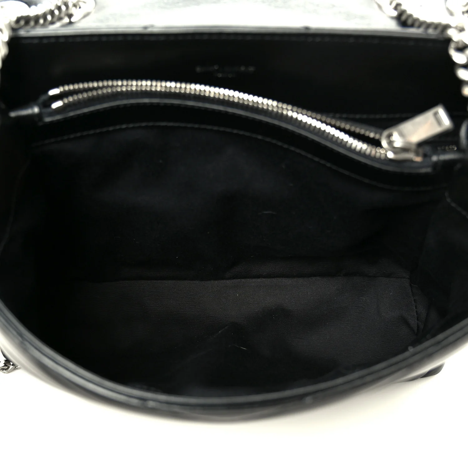 Calfskin Y Quilted Monogram Medium Loulou Chain Satchel Black