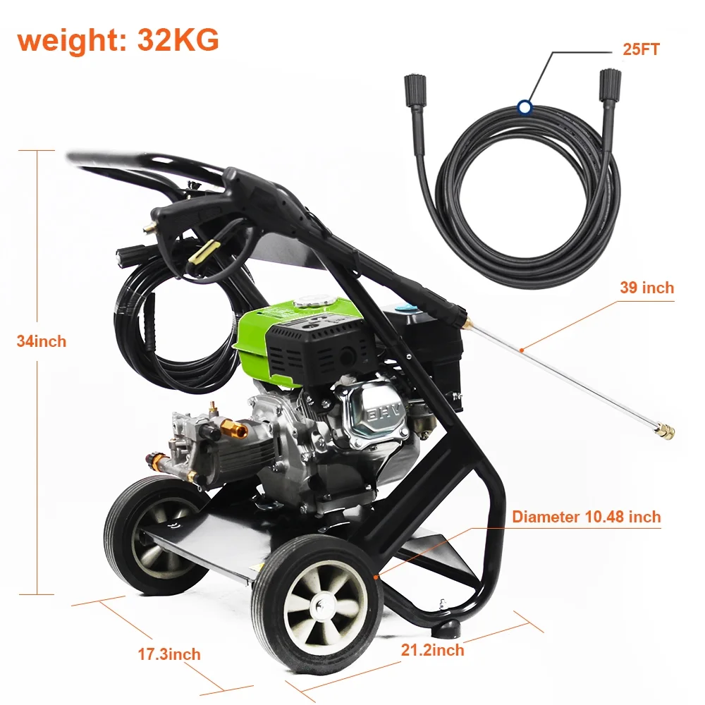 Yardmaster Gas Pressure Washer, 2600PSI 1.7GPM Power Washer for Patio& Garden, 4800W Pressure Washer with 25' High-Pressure Hose, 5 Nozzle, Soap Tank & Spray Gun, Black&Green