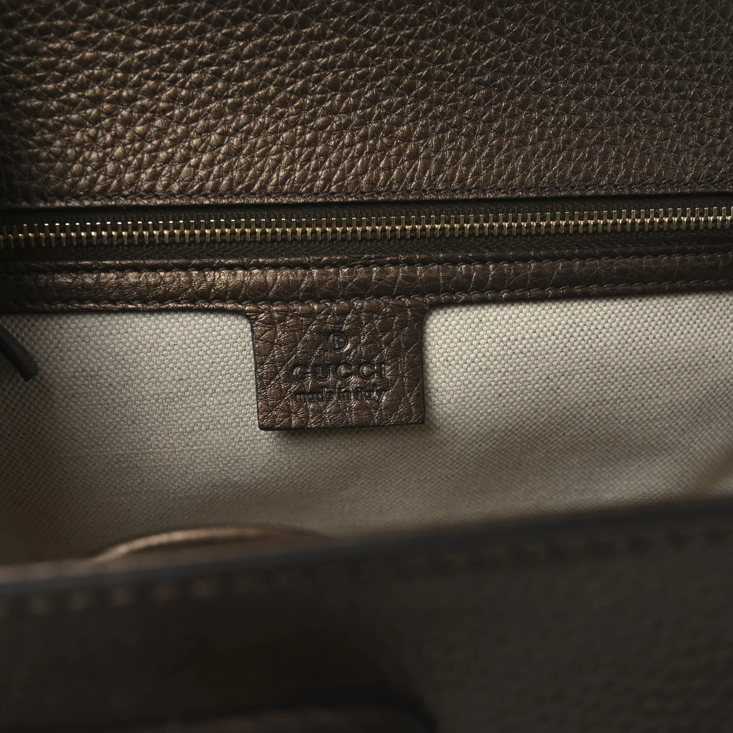 Metallic Calfskin Medium New Bamboo Top Handle Bag Bronze