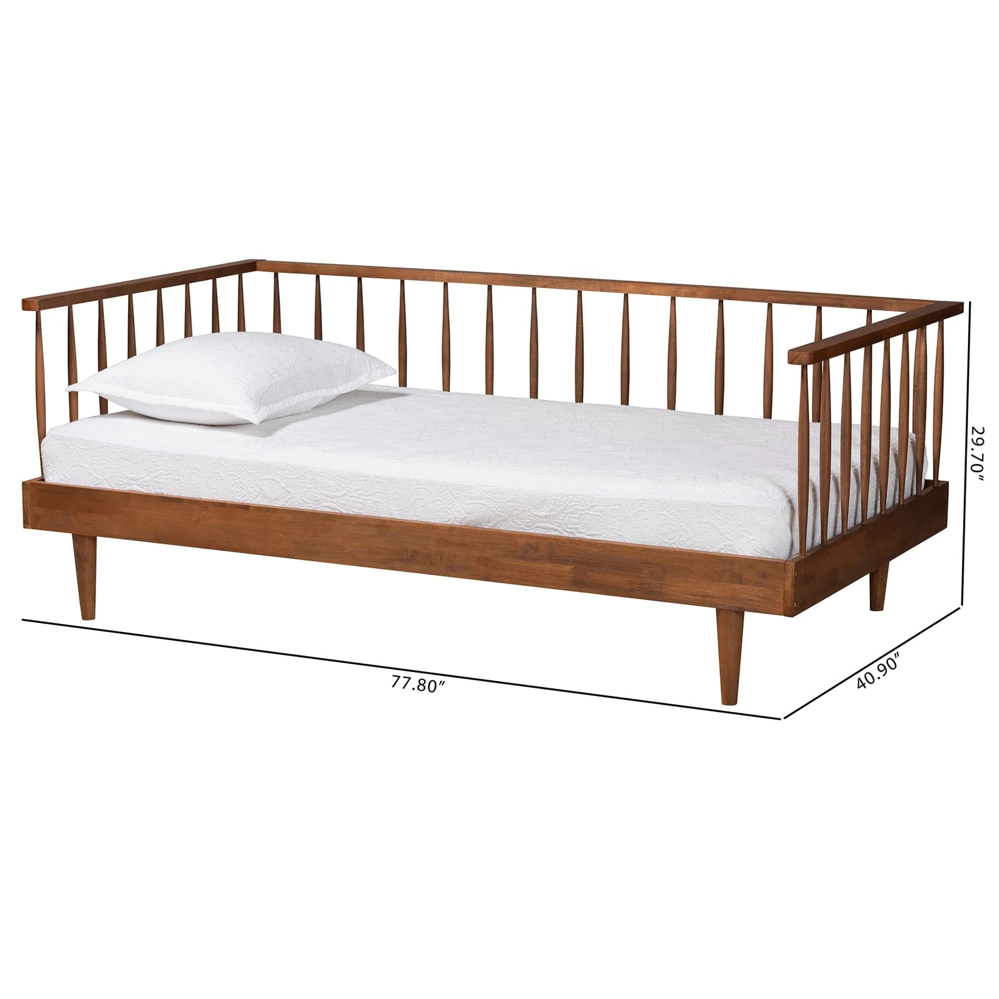 Matilda Mid-Century Modern Ash Walnut Finished Wood Twin Size Daybed - Image 9