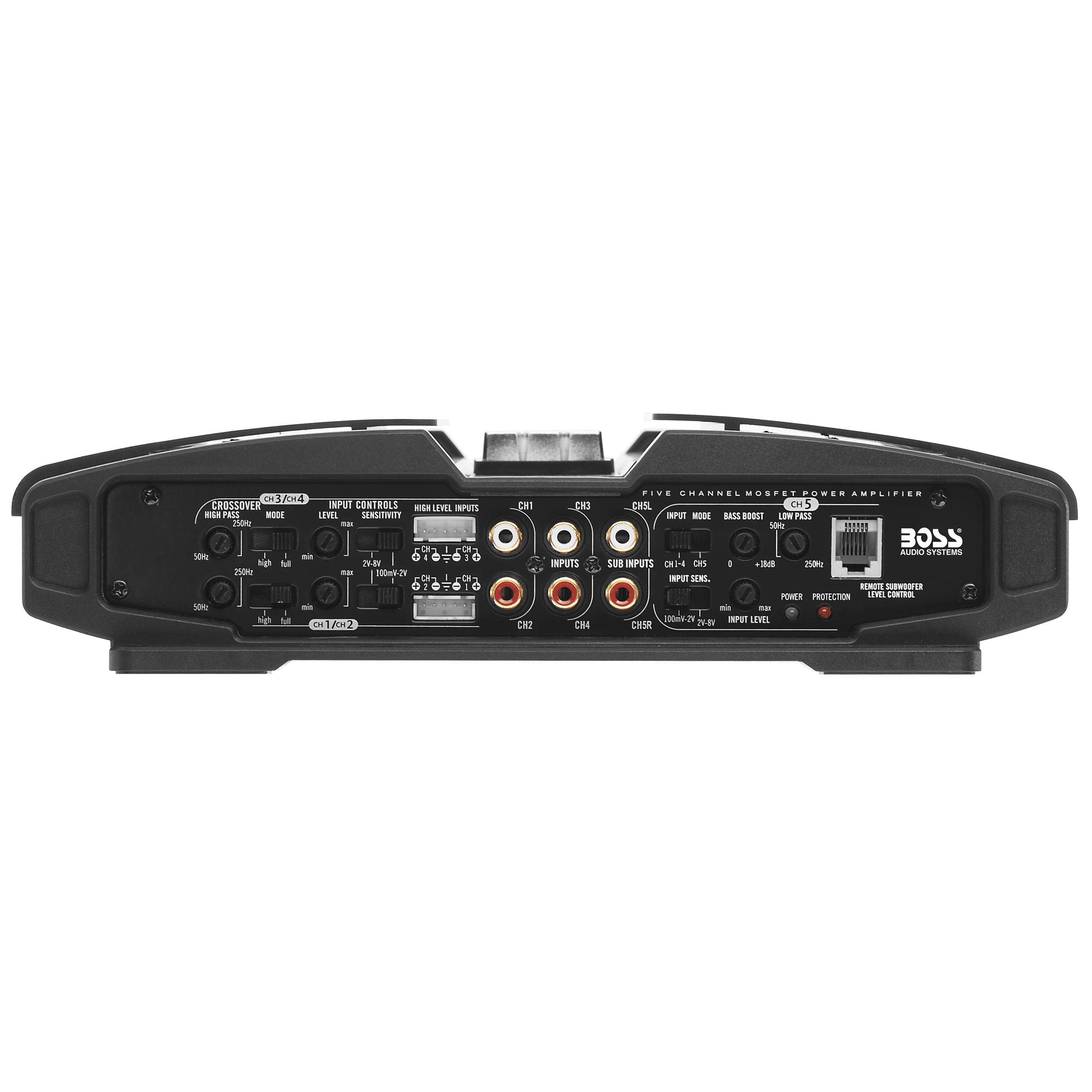 BOSS Audio Systems PV3700 5 Phantom Series Car Audio Amplifier - 3700 High Output, 5 Channel, 2/4 Ohm Stable, Low/High Level Inputs, High/Low Pass Crossover, Full Range, Bridgeable, Subwoofer