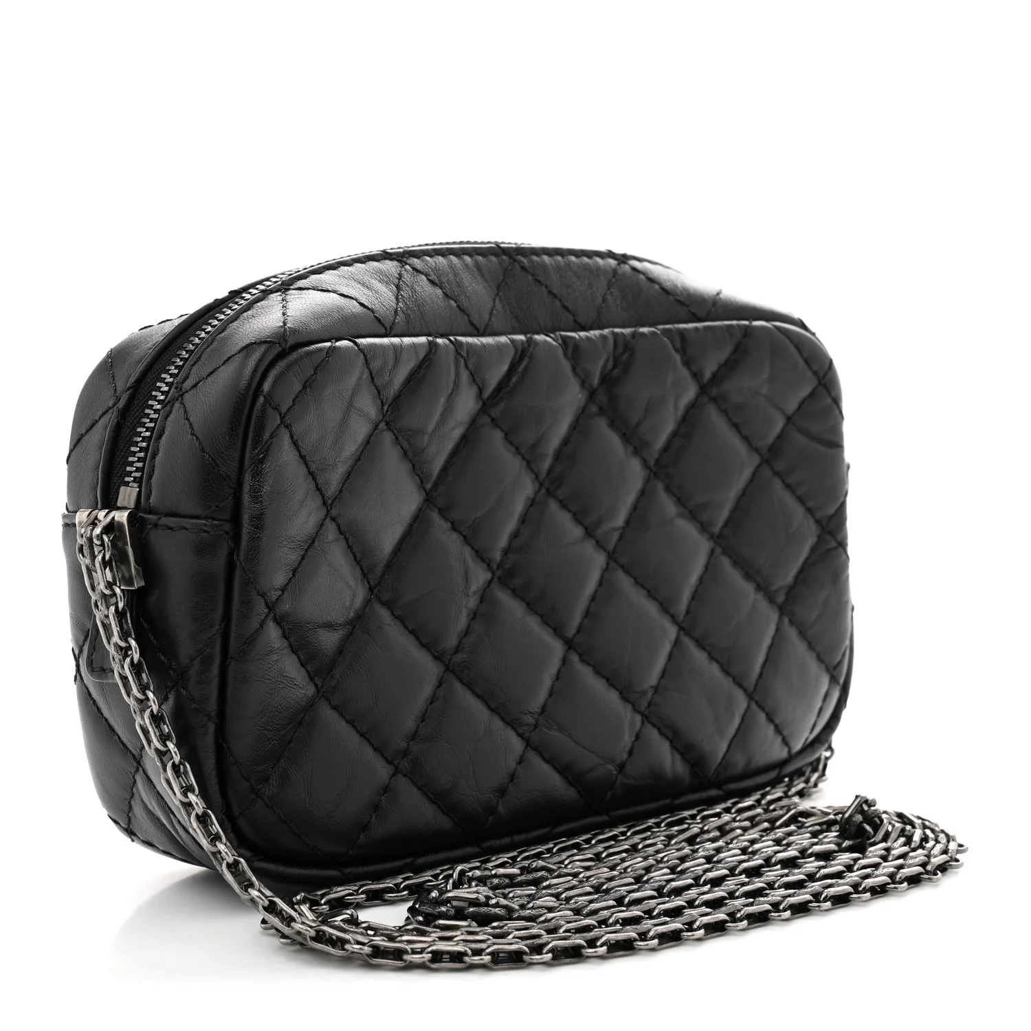 Aged Calfskin Quilted Mini Reissue Camera Case Black