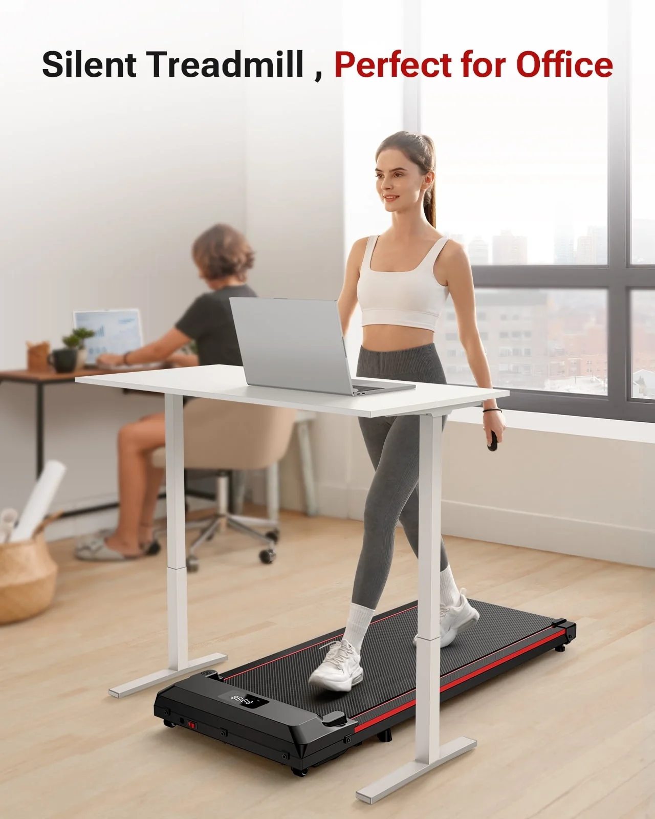 Walking Pad 2 in 1 Under Desk Treadmill with Remote Control Mini Portable Treadmill for Home Office - Image 2