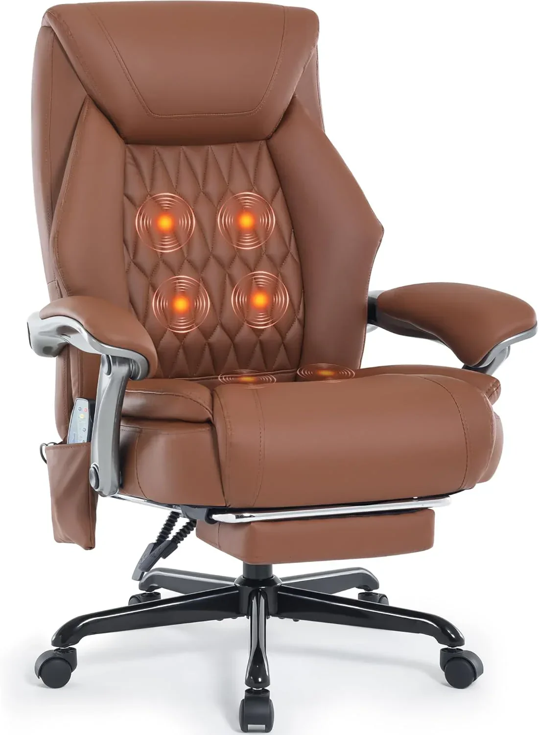 Fauteuil de bureau massant avec chauffage et repose-pieds, fauteuil de bureau ergonomique inclinable de direction