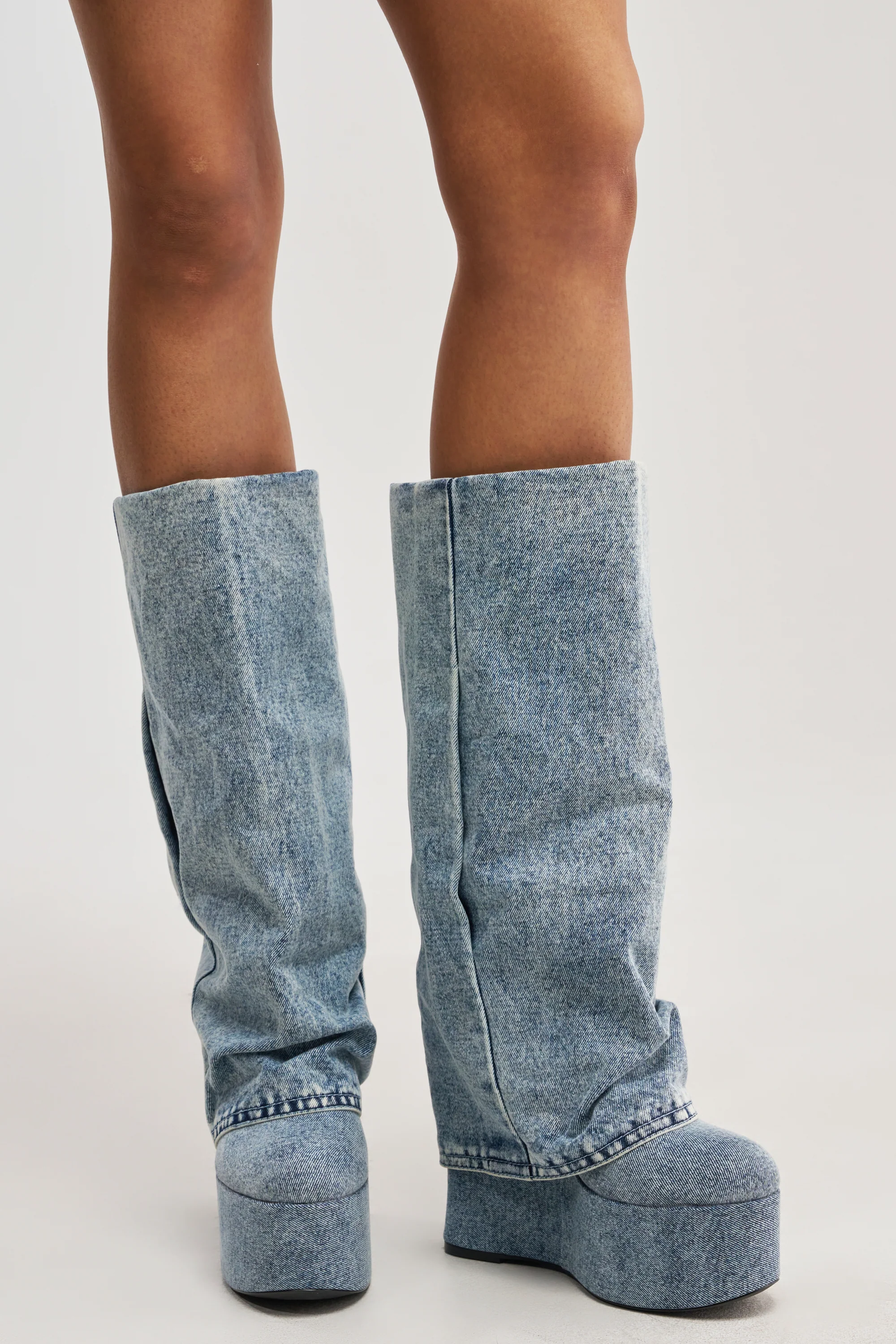 AZALEA WANG FRANKEYE DENIM FLATFORM BOOT - Akira Store